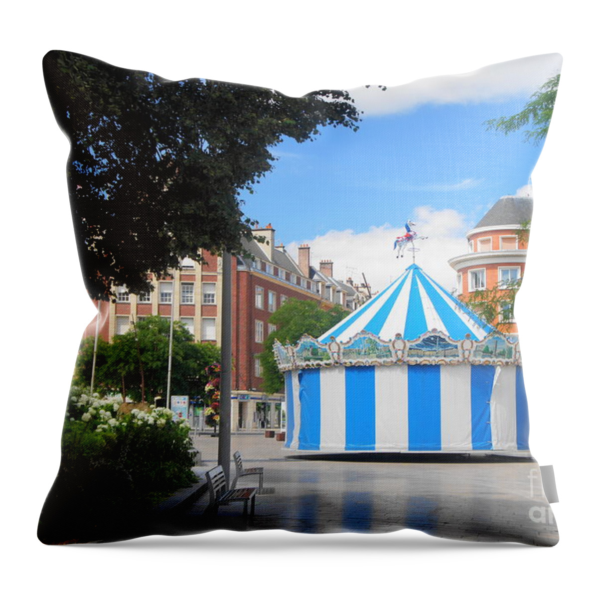 Carousel Throw Pillow featuring the photograph Carousel by Therese Alcorn