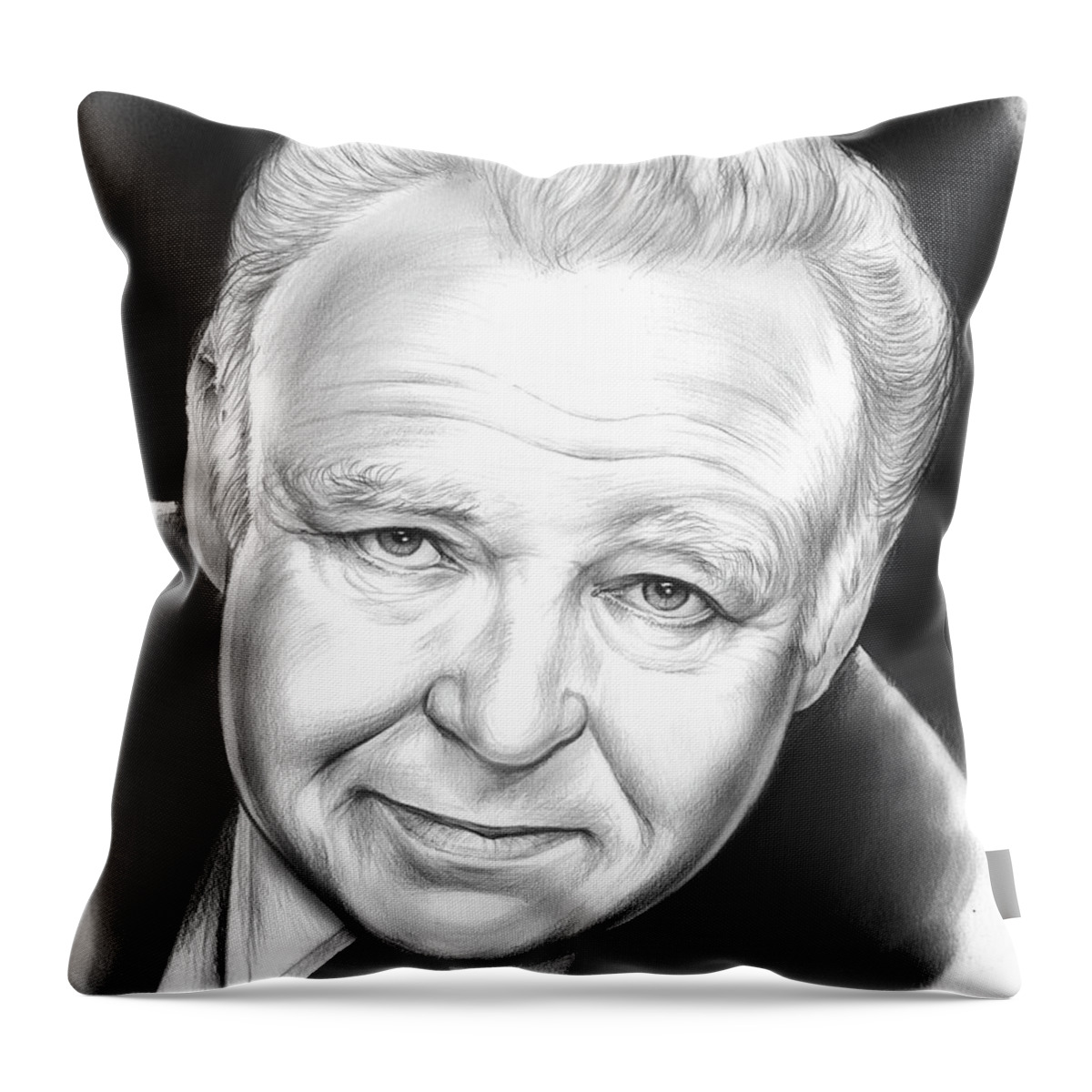Carroll O'connor Throw Pillow featuring the drawing Carroll O'Connor by Greg Joens
