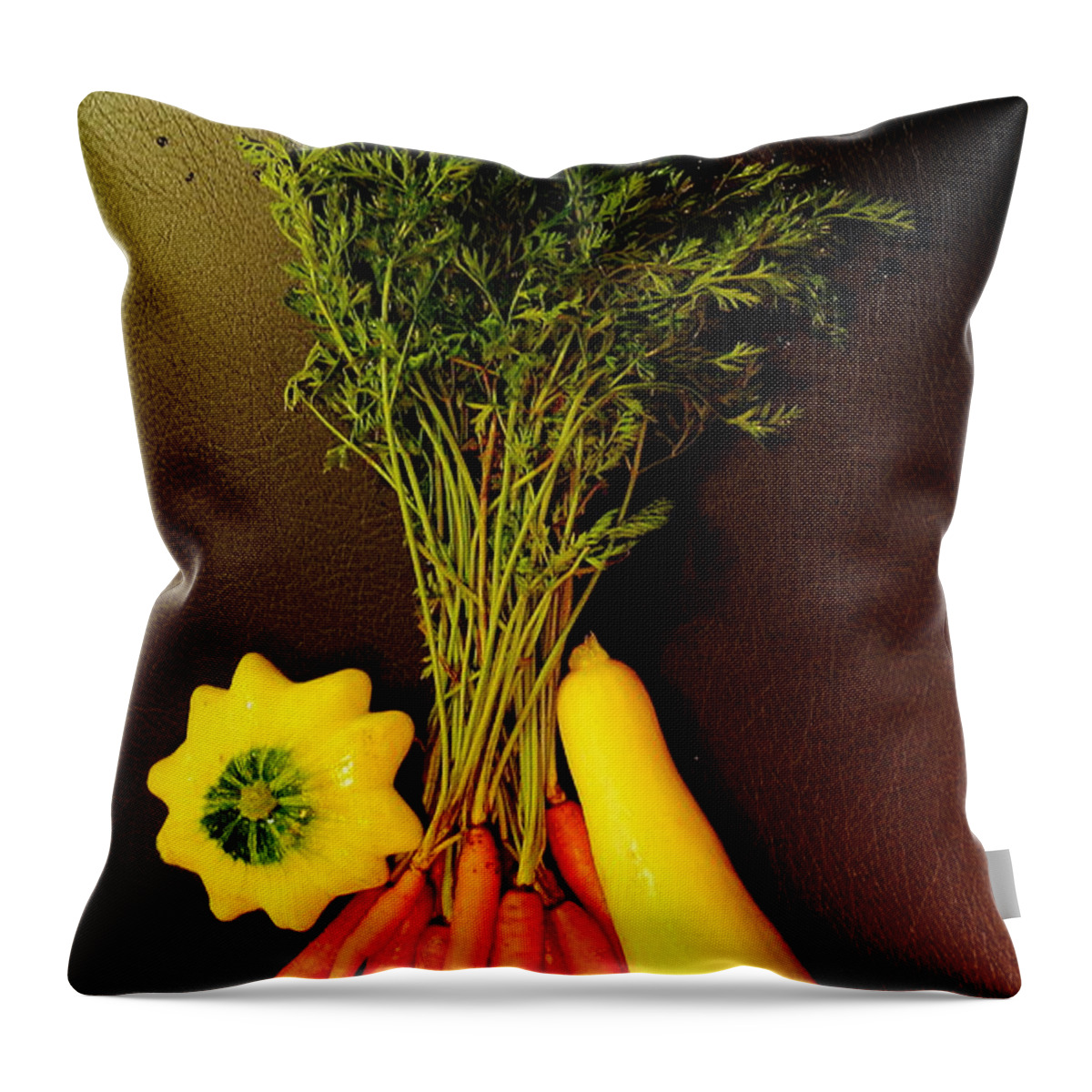 Vegetables Throw Pillow featuring the photograph Carrots and Squash by Allen Nice-Webb