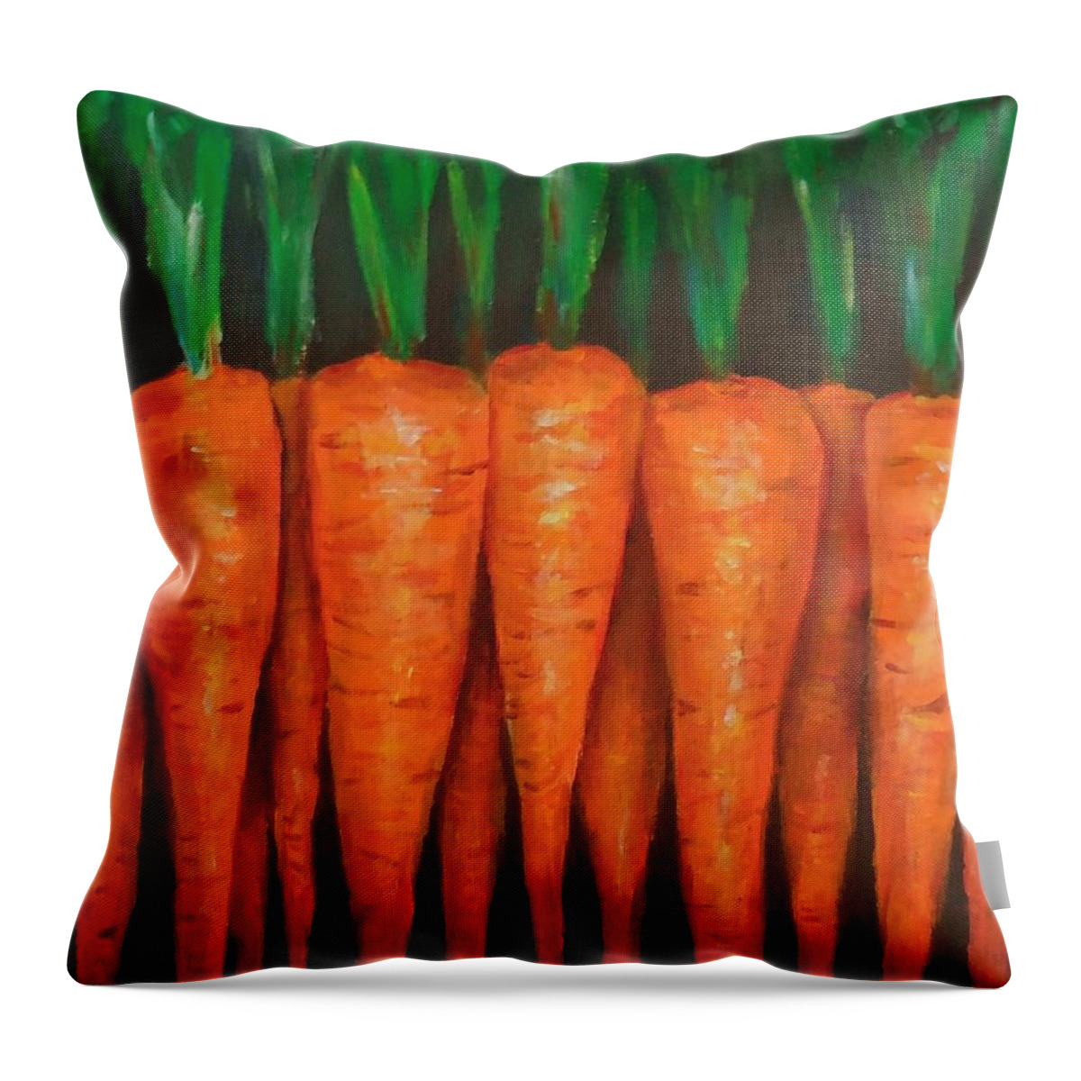 Carrots Throw Pillow featuring the painting Carrots by Cami Lee