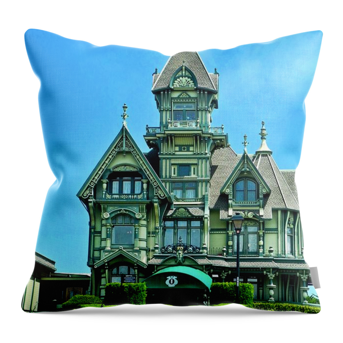 Carson Mansion Throw Pillow featuring the photograph Carson Mansion in Eureka by Kirsten Giving