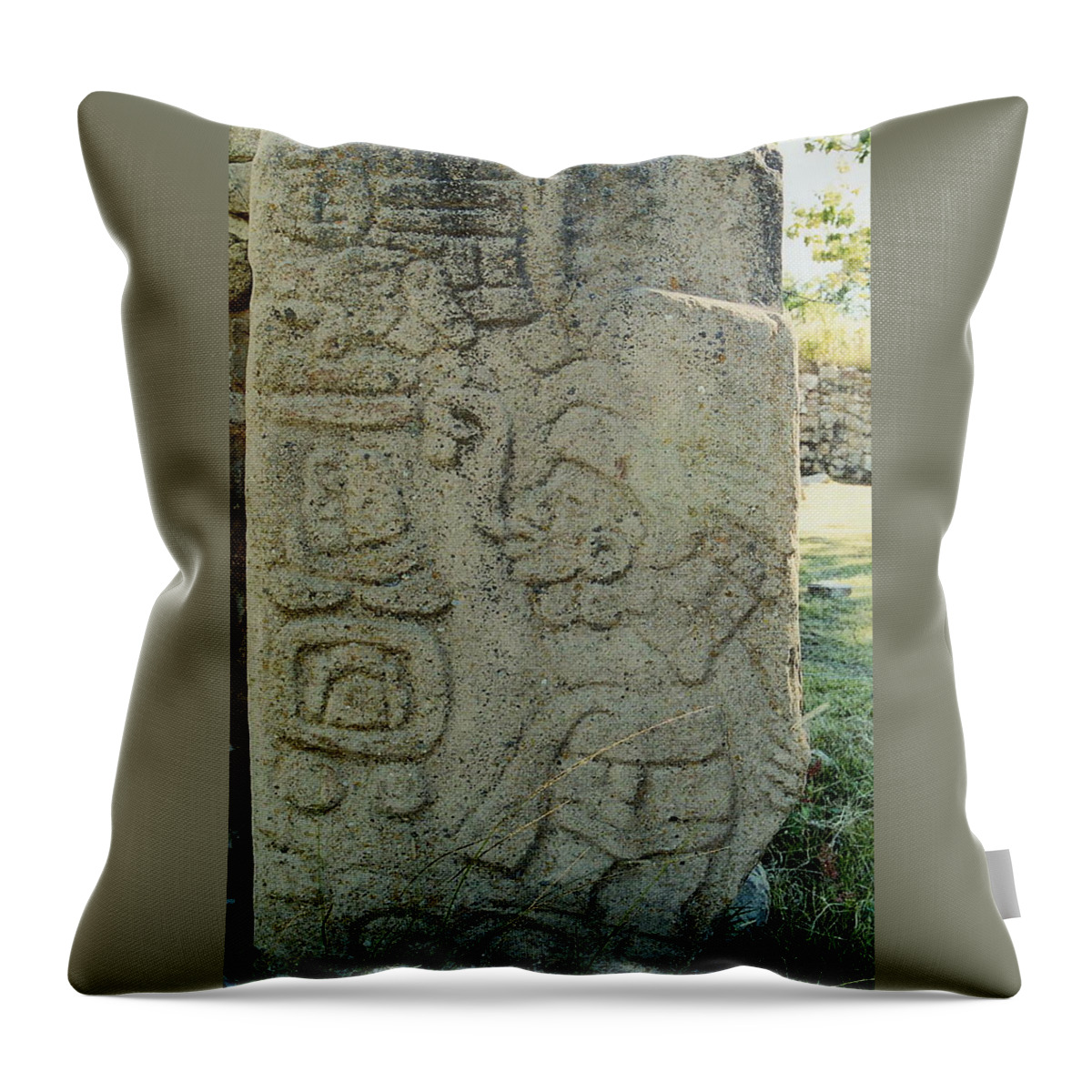 Danzantes Throw Pillow featuring the photograph Carved Danzantes Stone by Michael Peychich
