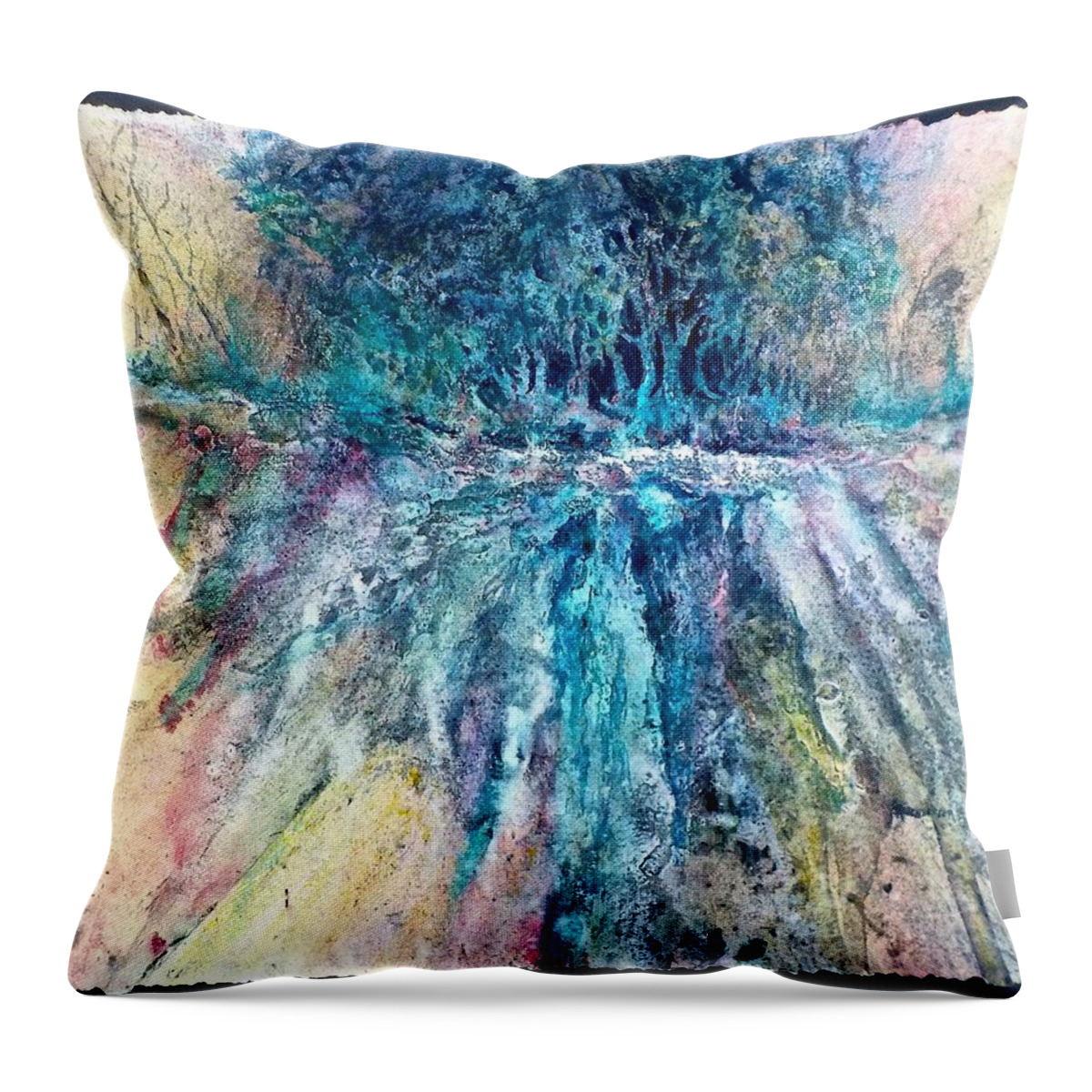 Mixed Media Throw Pillow featuring the painting Cascade Ridge by Carolyn Rosenberger