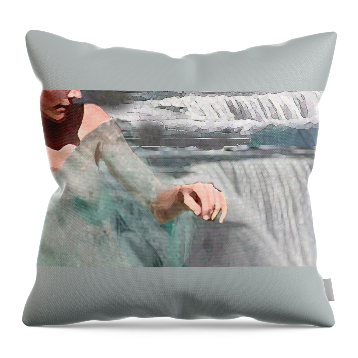  Waterscape Throw Pillow featuring the digital art Cascade by Steve Karol