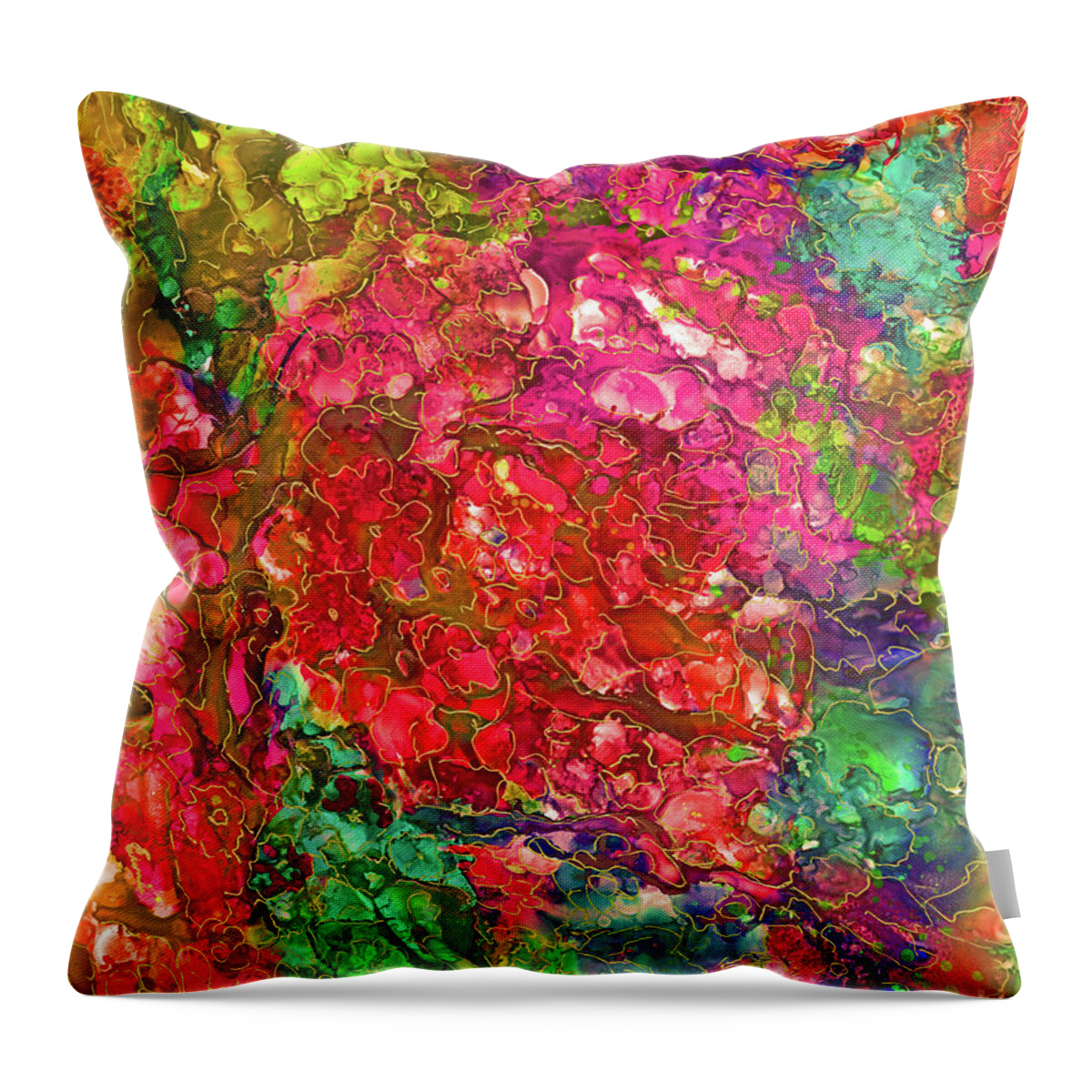 Abstract Throw Pillow featuring the mixed media Cascading Garden by Eunice Warfel