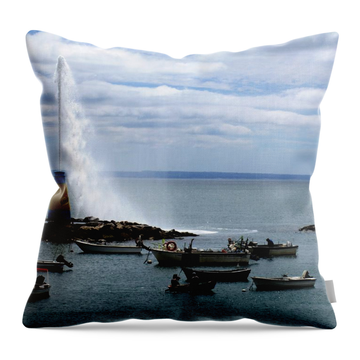 Cascais Throw Pillow featuring the photograph Cascais Fishing Boats Portugal by John Shiron