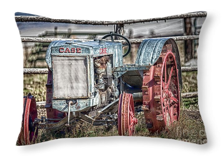 Case Tractor Throw Pillow featuring the photograph Case Tractor-Vintage by David Millenheft