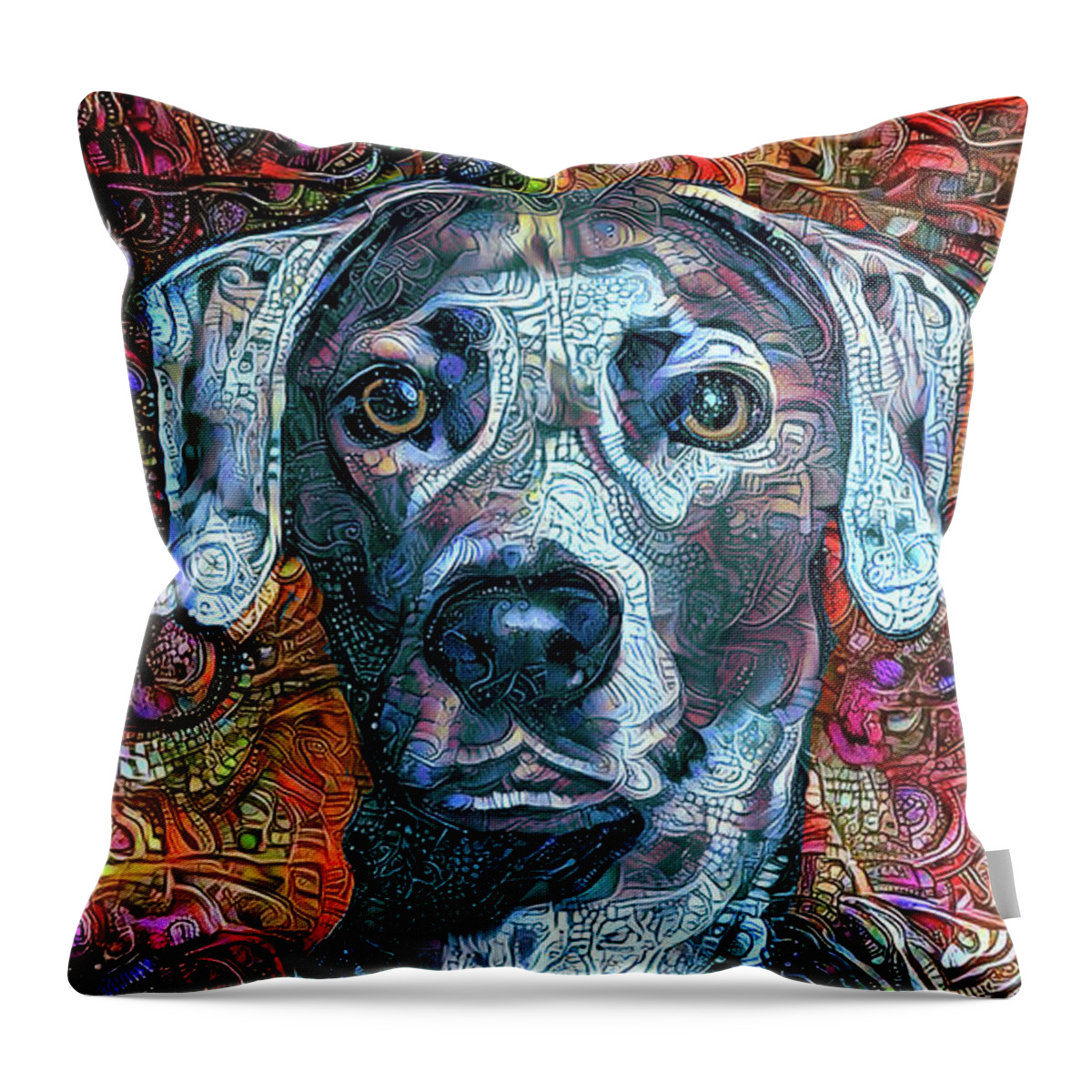 Lacy Dog Throw Pillow featuring the digital art Cash the Blue Lacy Dog by Peggy Collins