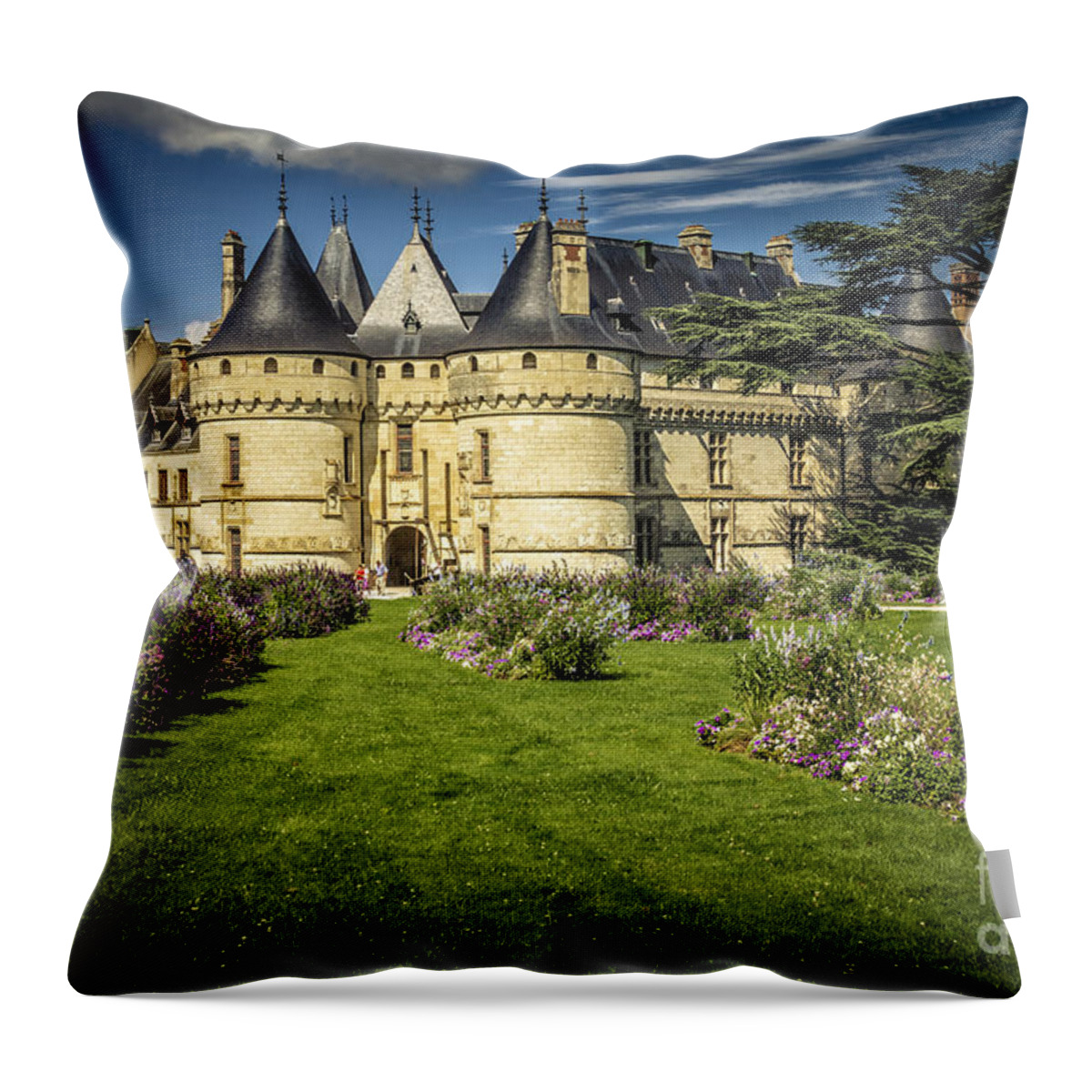 Chaumont Throw Pillow featuring the photograph Castle Chaumont with Garden by Heiko Koehrer-Wagner