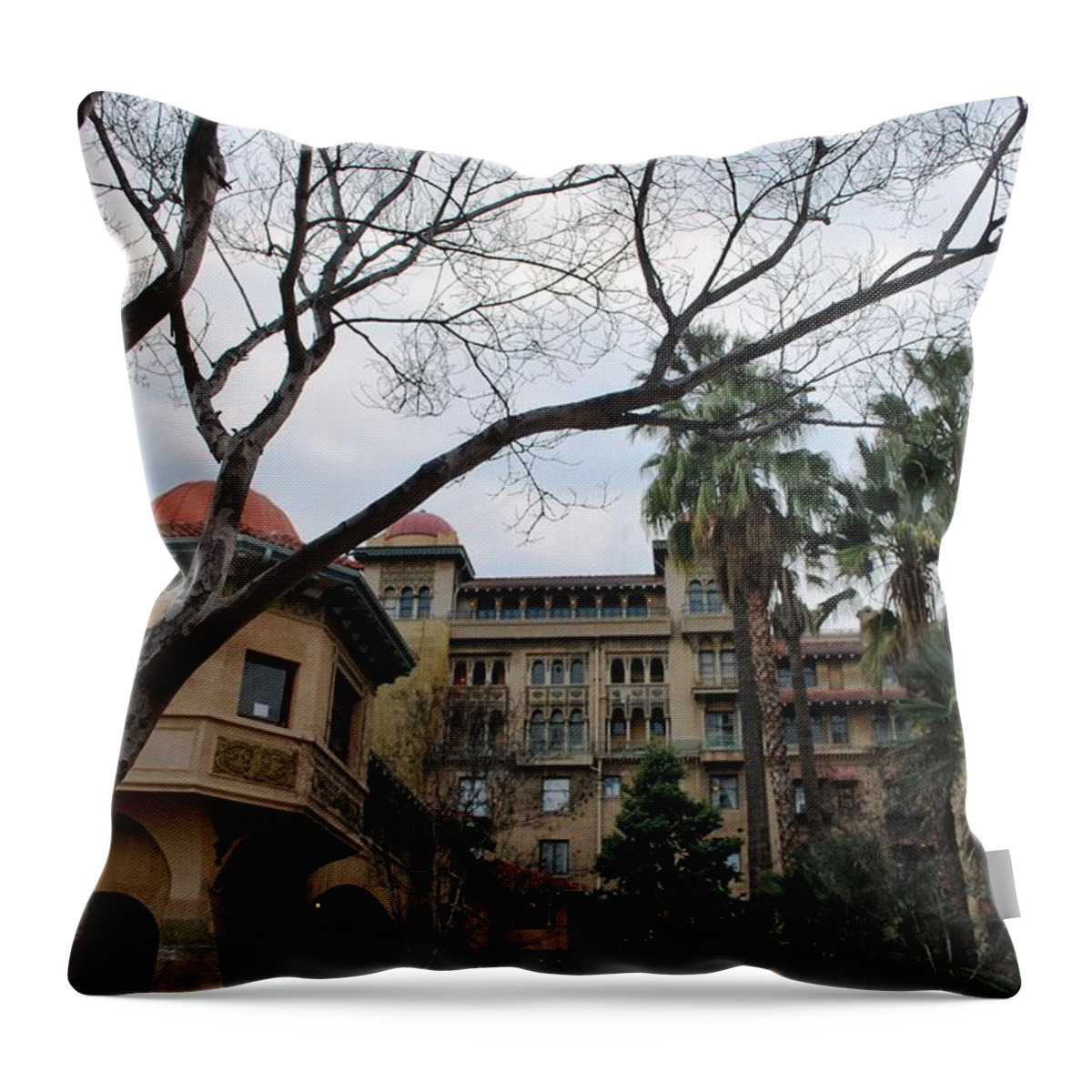 City Throw Pillow featuring the photograph Castle Green Pasadena Front View by Matt Quest