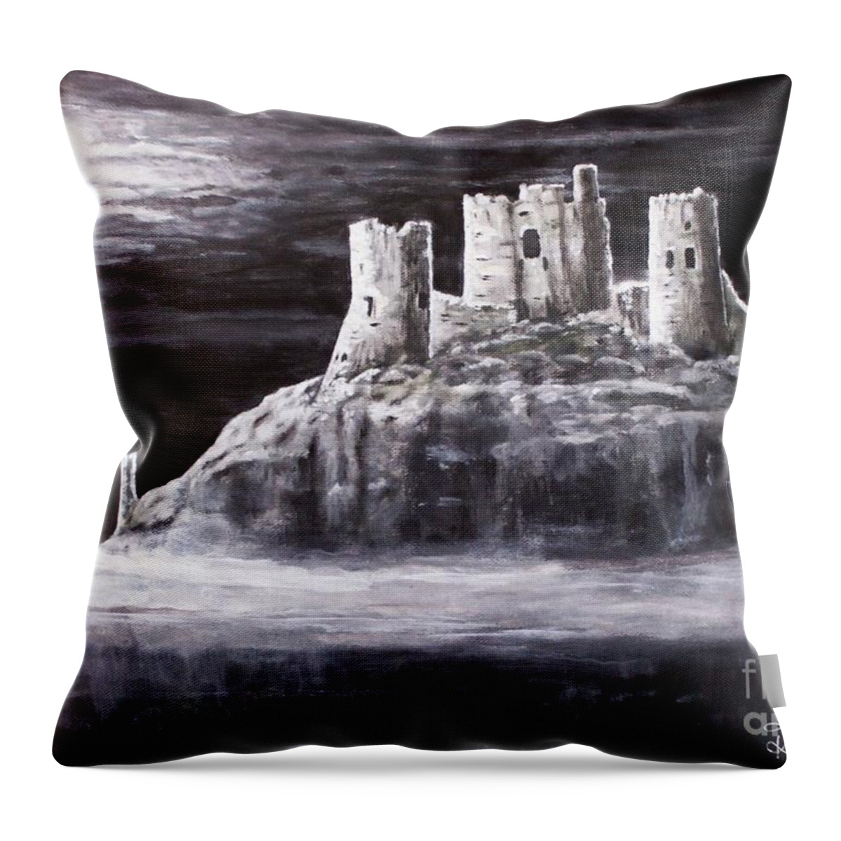 Castle Throw Pillow featuring the painting Castle In The Sky by Judy Kirouac