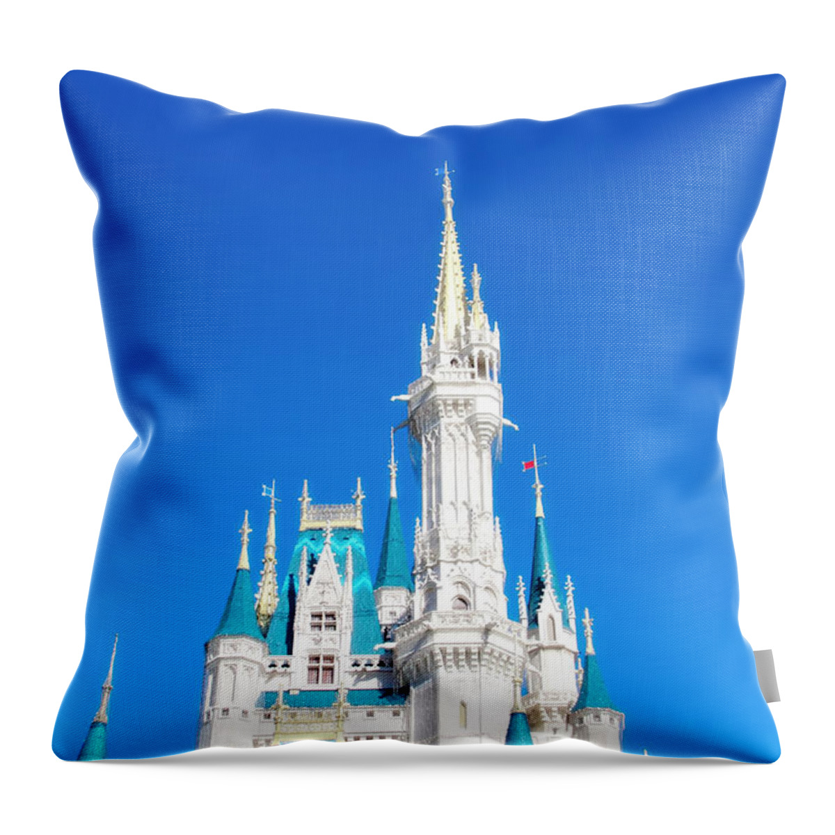 Magic Kingdom Throw Pillow featuring the photograph Castle in the Sky by Mark Andrew Thomas