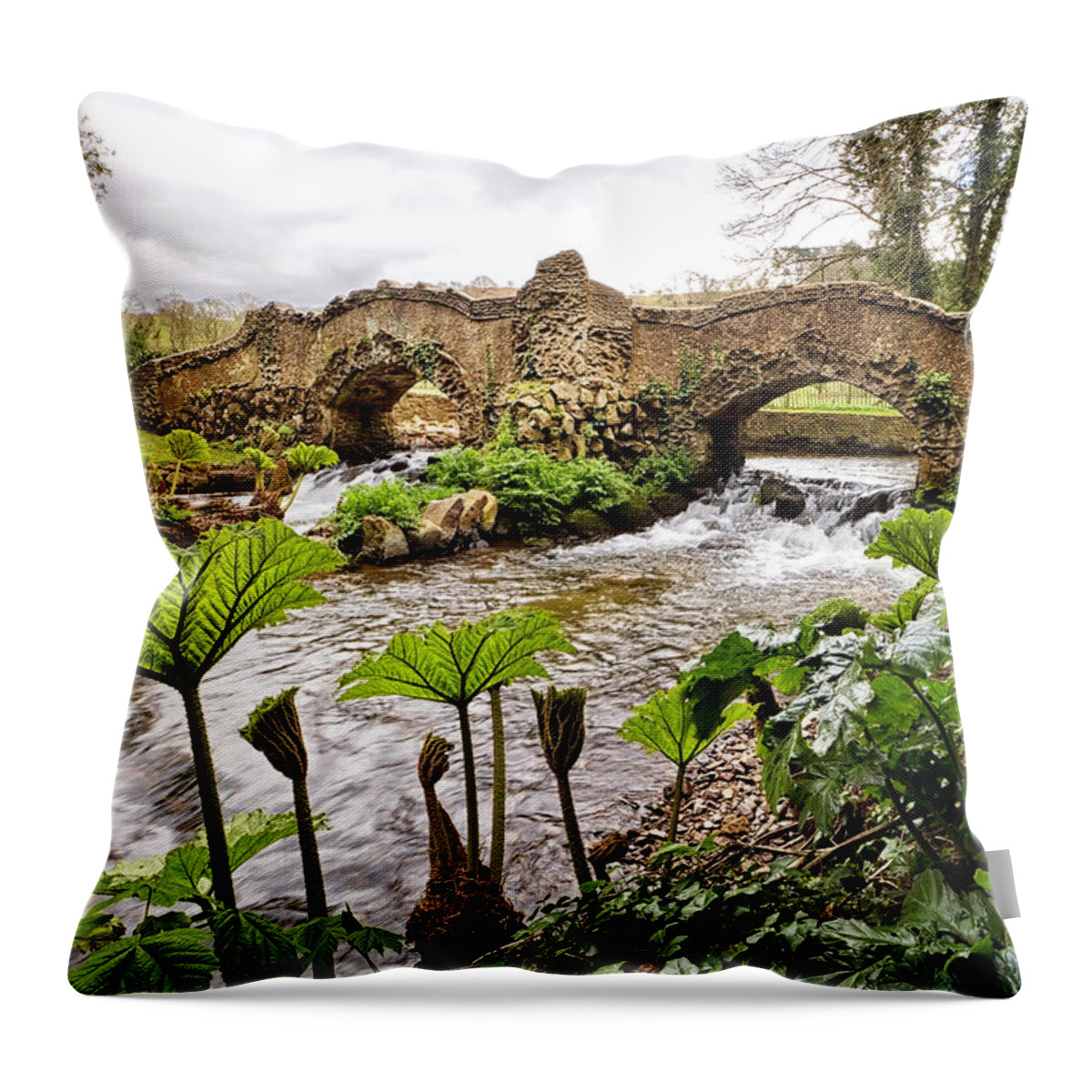 Dunster Throw Pillow featuring the photograph Castle Mill Bridge by Shirley Mitchell