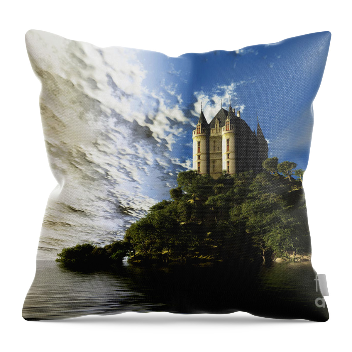 Ancient Throw Pillow featuring the painting Castle Retreat by Corey Ford
