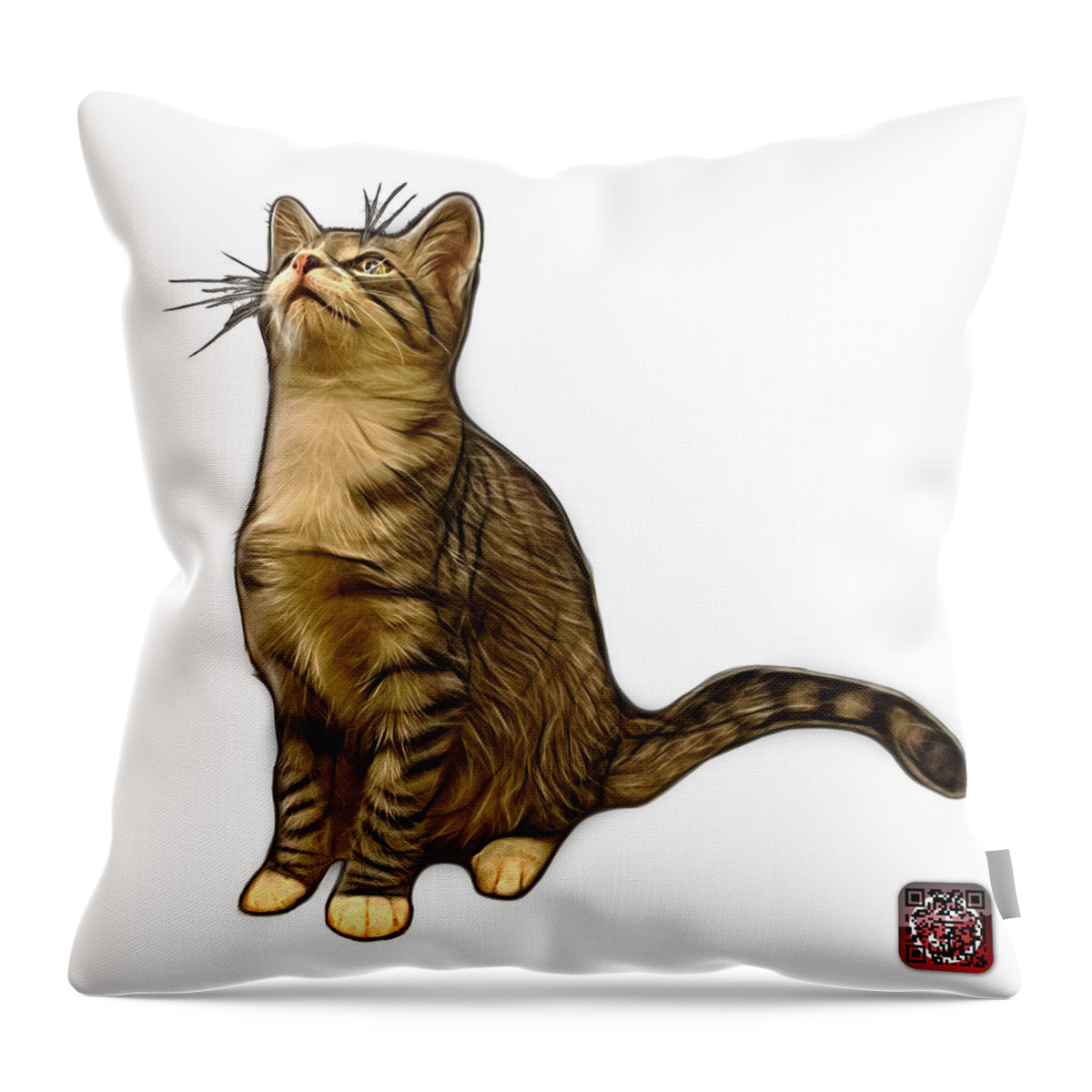 Cat Throw Pillow featuring the painting Cat Art - 3771 WB by James Ahn