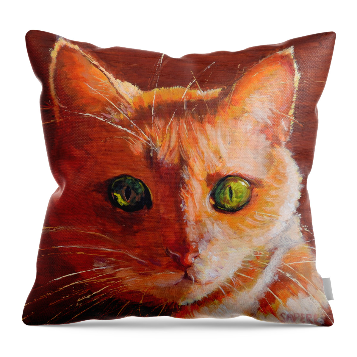 Cat Throw Pillow featuring the painting Cat Eyes by Lynee Sapere