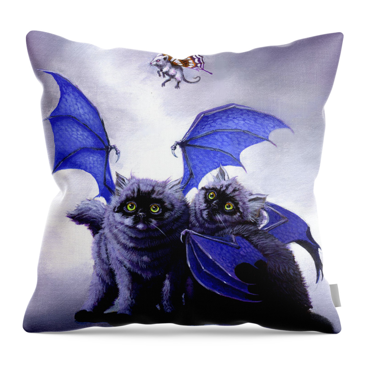 Fantasy Throw Pillow featuring the painting Catabat Snack by Stanley Morrison