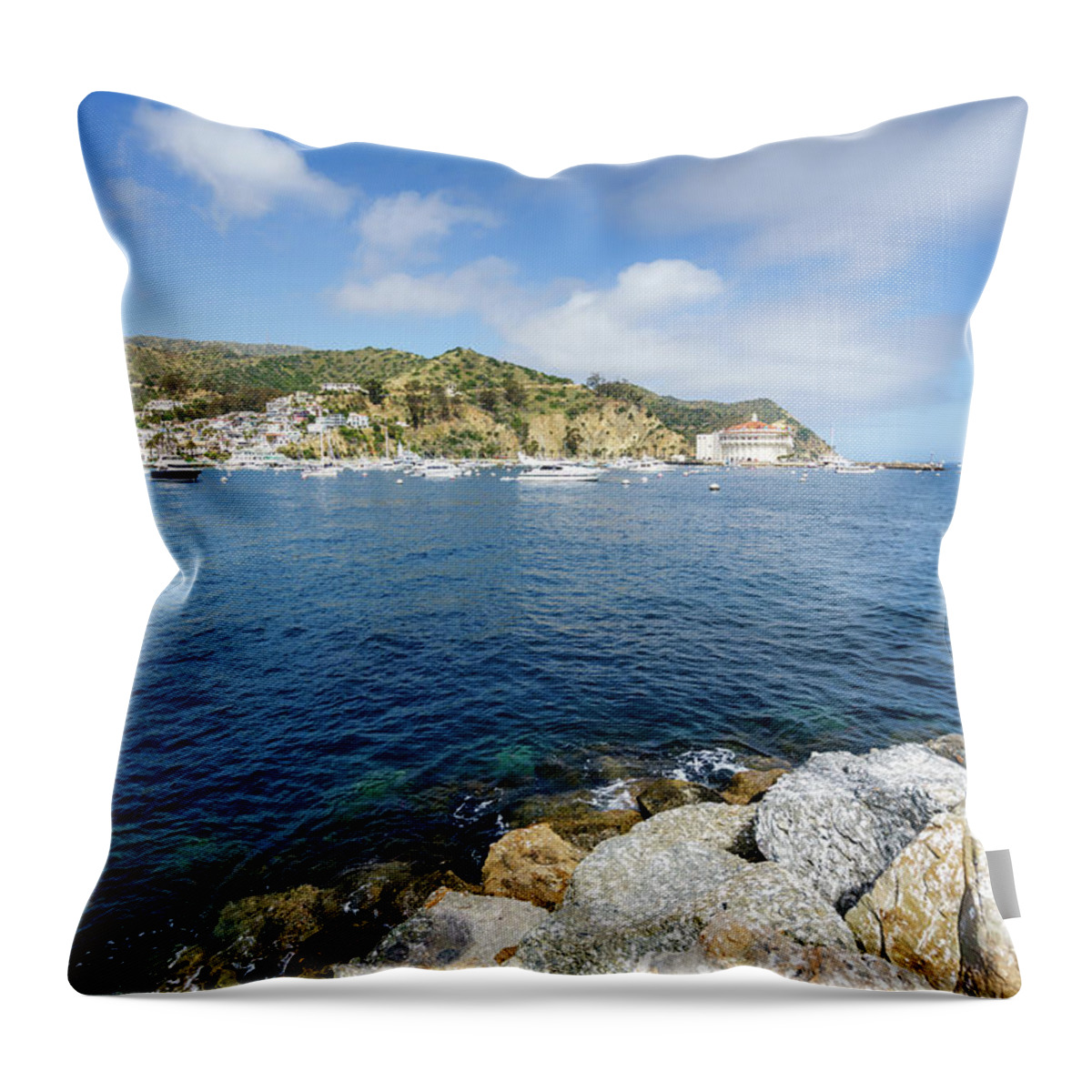 America Throw Pillow featuring the photograph Catalina Island Avalon Harbor Photo by Paul Velgos