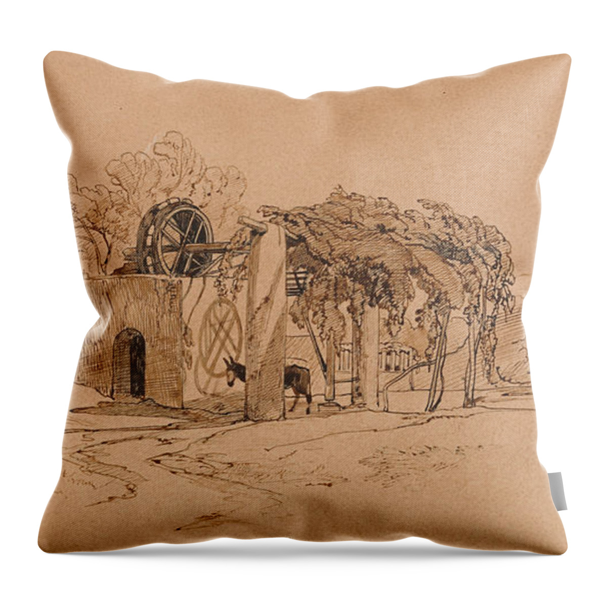 English Art Throw Pillow featuring the drawing Catania by Edward Lear
