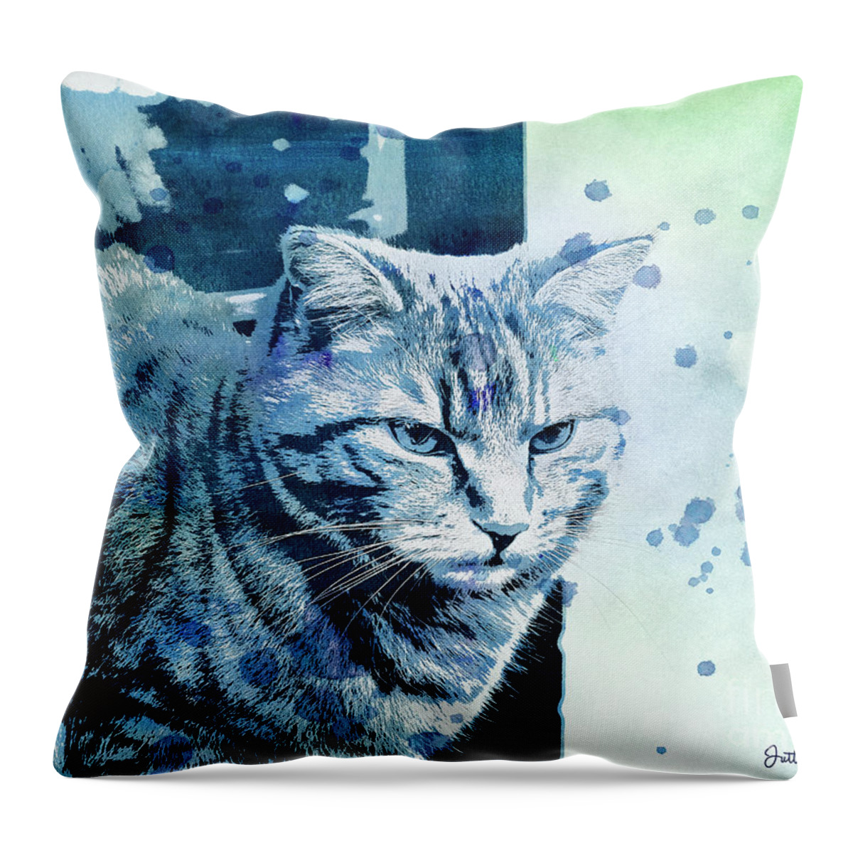 Photo Throw Pillow featuring the digital art Catbird Seat by Jutta Maria Pusl