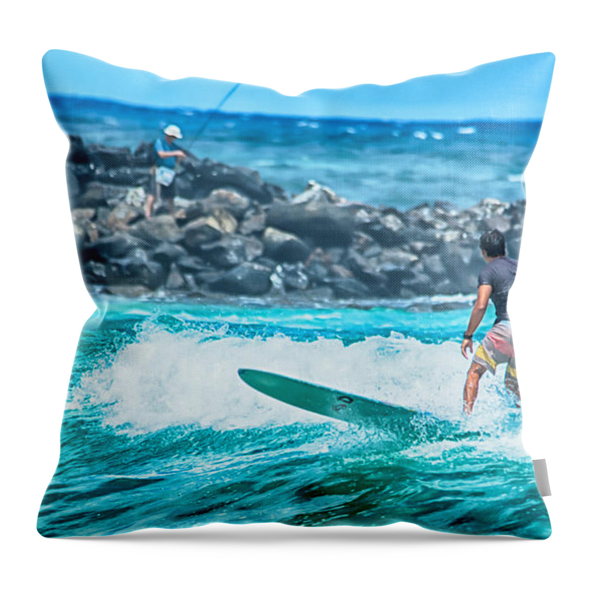Beach Throw Pillow featuring the photograph Catch Anything? by Eye Olating Images