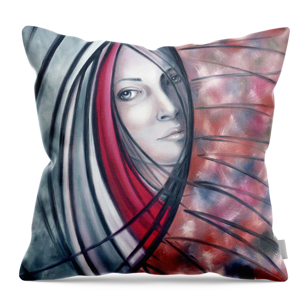 Original Throw Pillow featuring the painting Catch Me If You Can 080908 #3 by Selena Boron