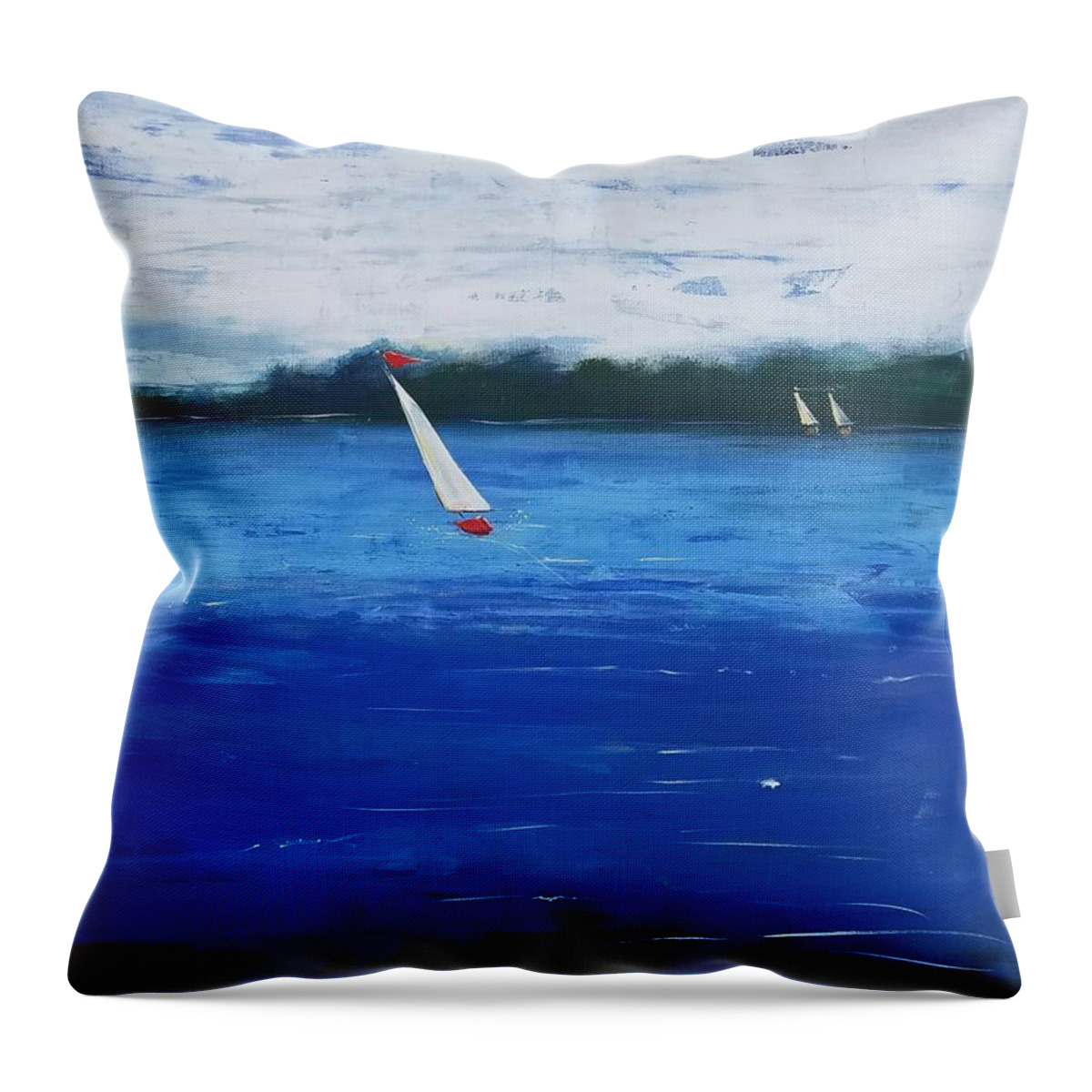 Sailing Throw Pillow featuring the painting Catch the Wind by Terri Einer