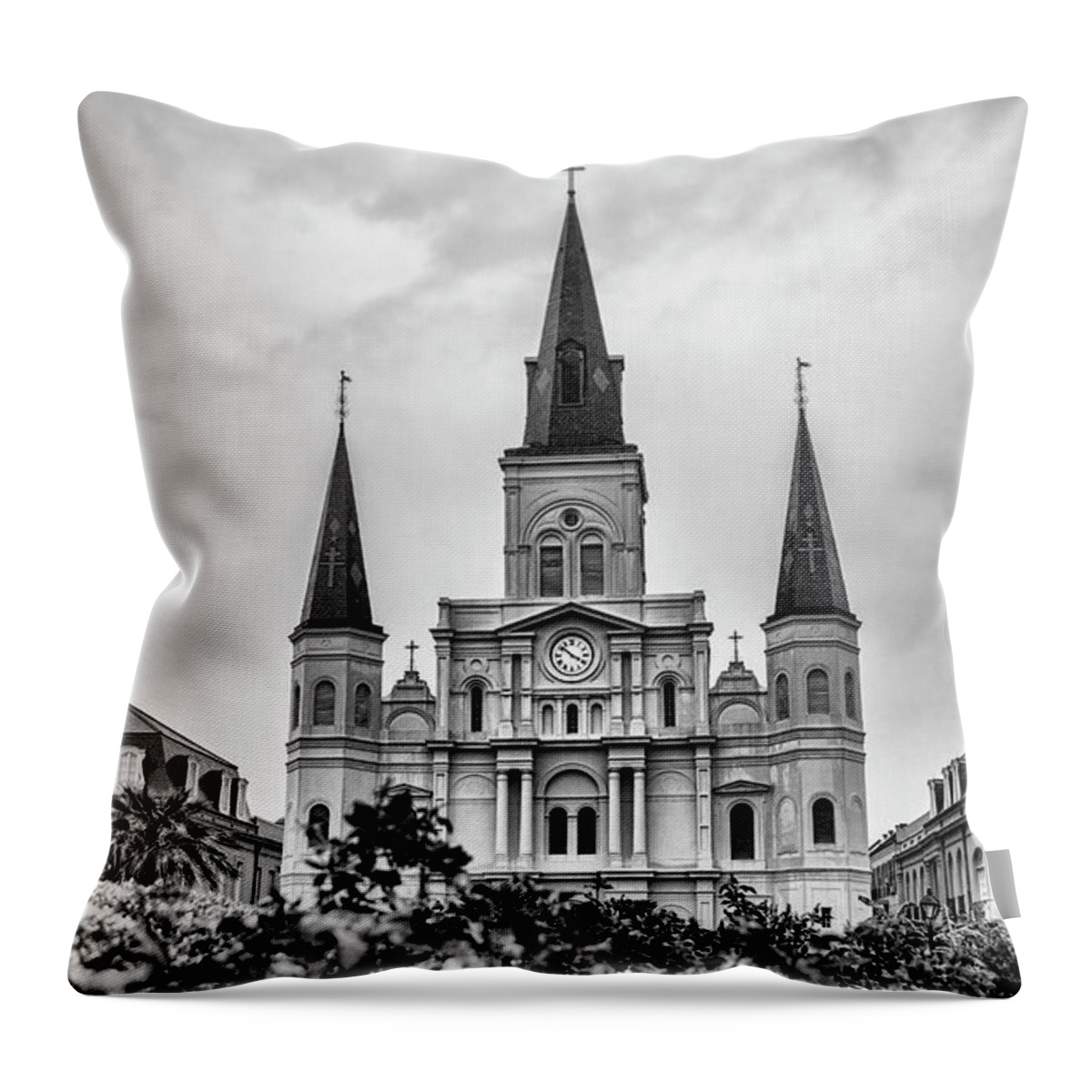 St. Louis Cathedral Throw Pillow featuring the photograph Cathedral Basilica New Orleans by Chuck Kuhn