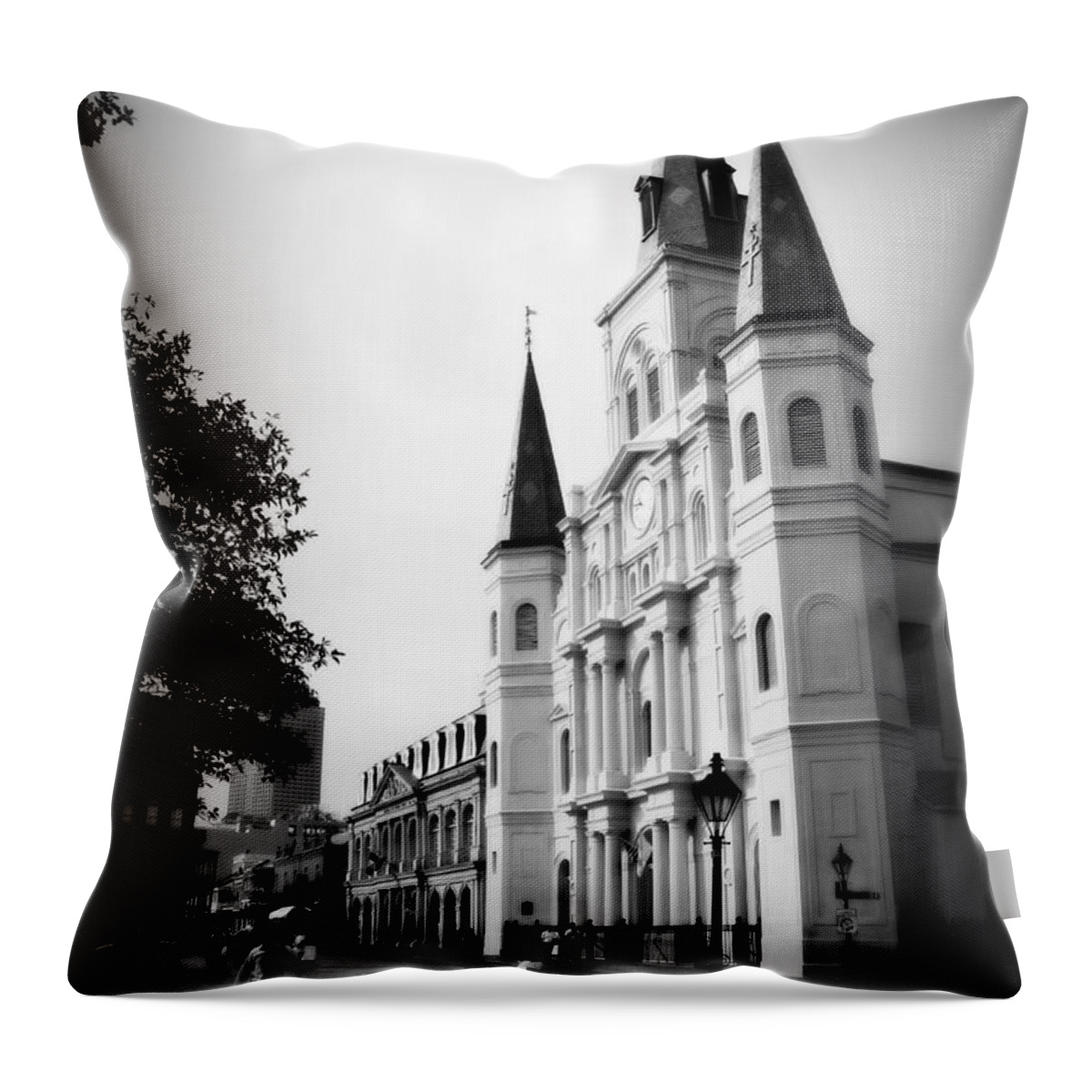 Jackson Square Throw Pillow featuring the photograph Cathedral Morning 2 by Perry Webster