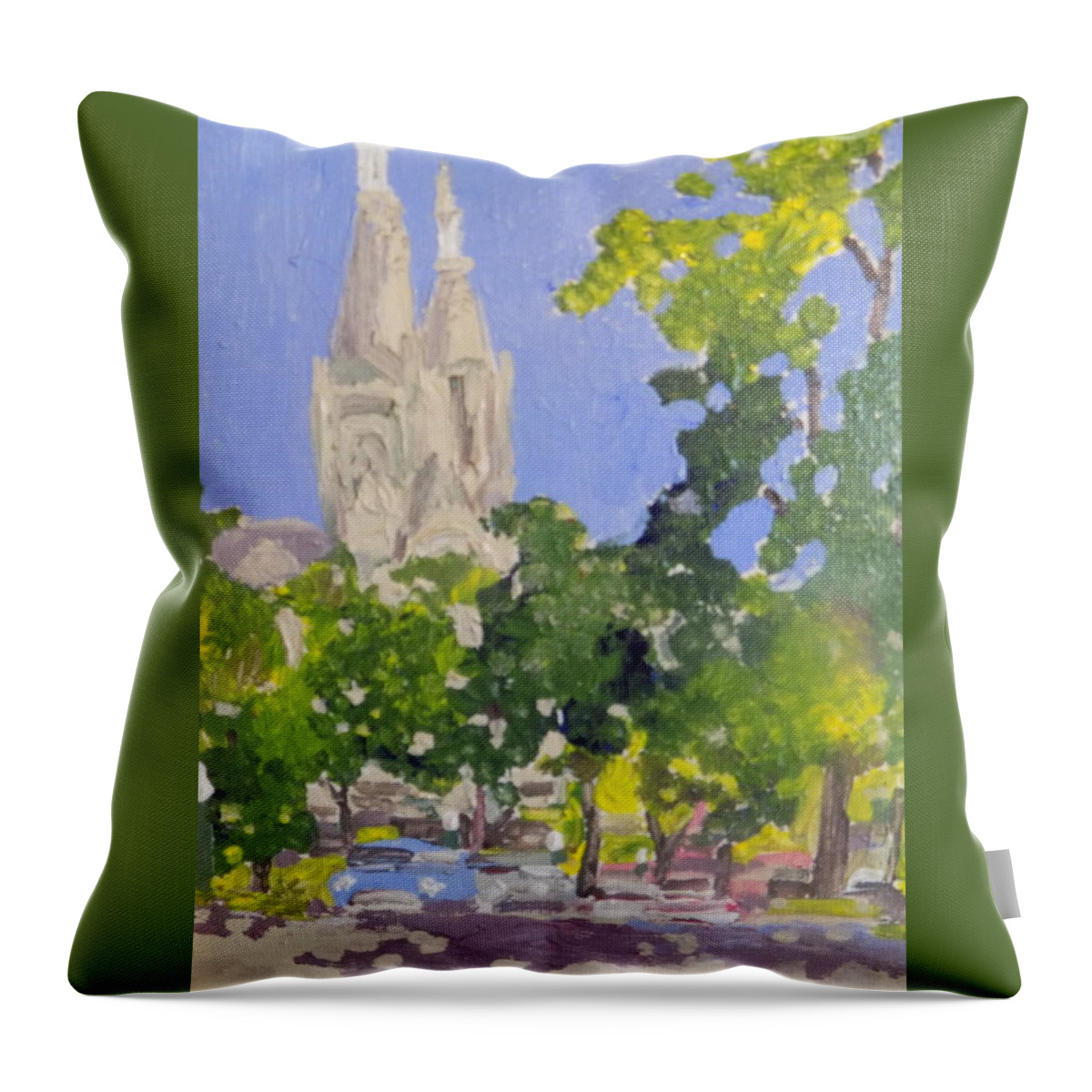 Sioux Falls Throw Pillow featuring the painting Cathedral by Rodger Ellingson