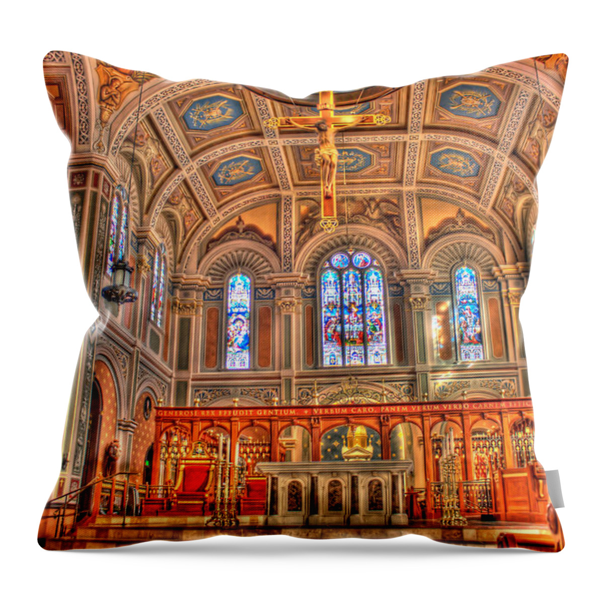 Hdr Throw Pillow featuring the photograph Catherdral Altar View by Randy Wehner