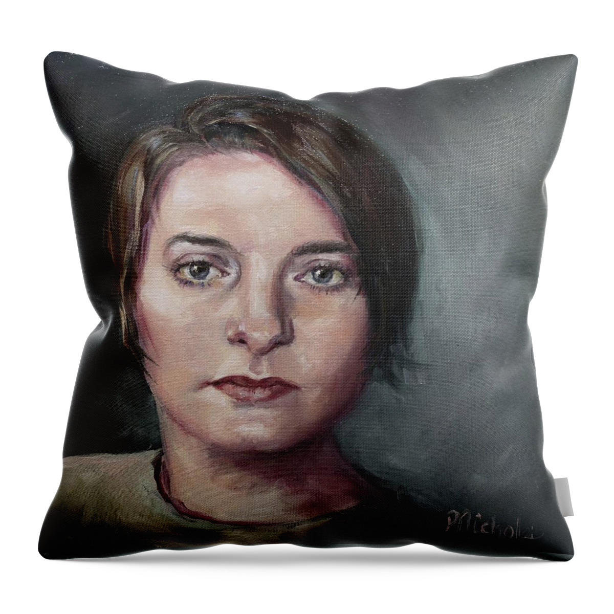 Eyes Throw Pillow featuring the painting Cat's Eyes by Pamela Nichols