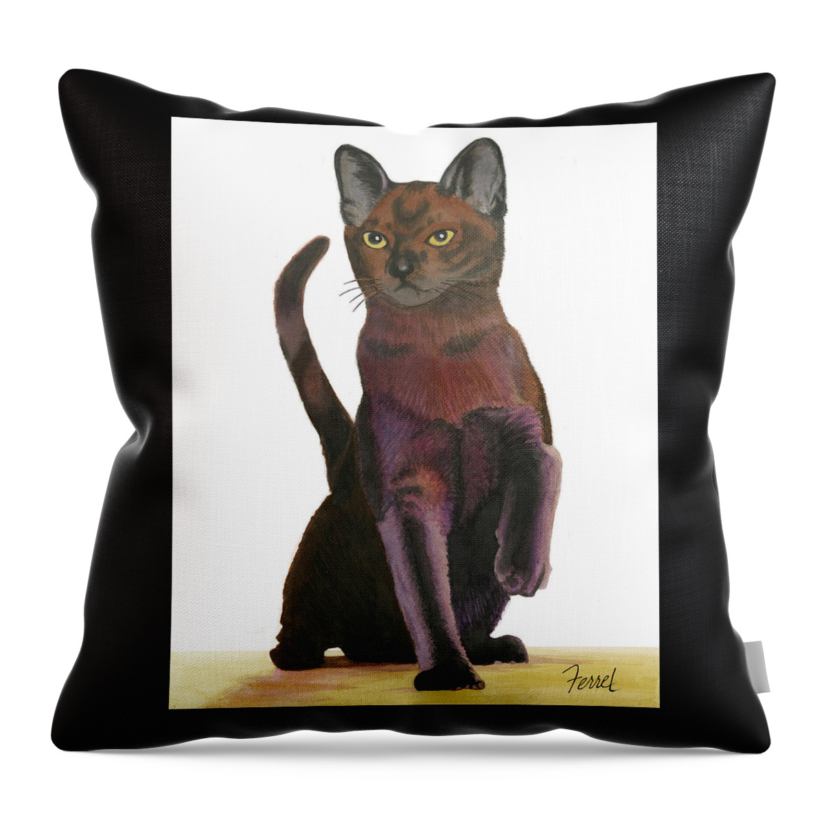 Cat Throw Pillow featuring the painting Cats Meow by Ferrel Cordle