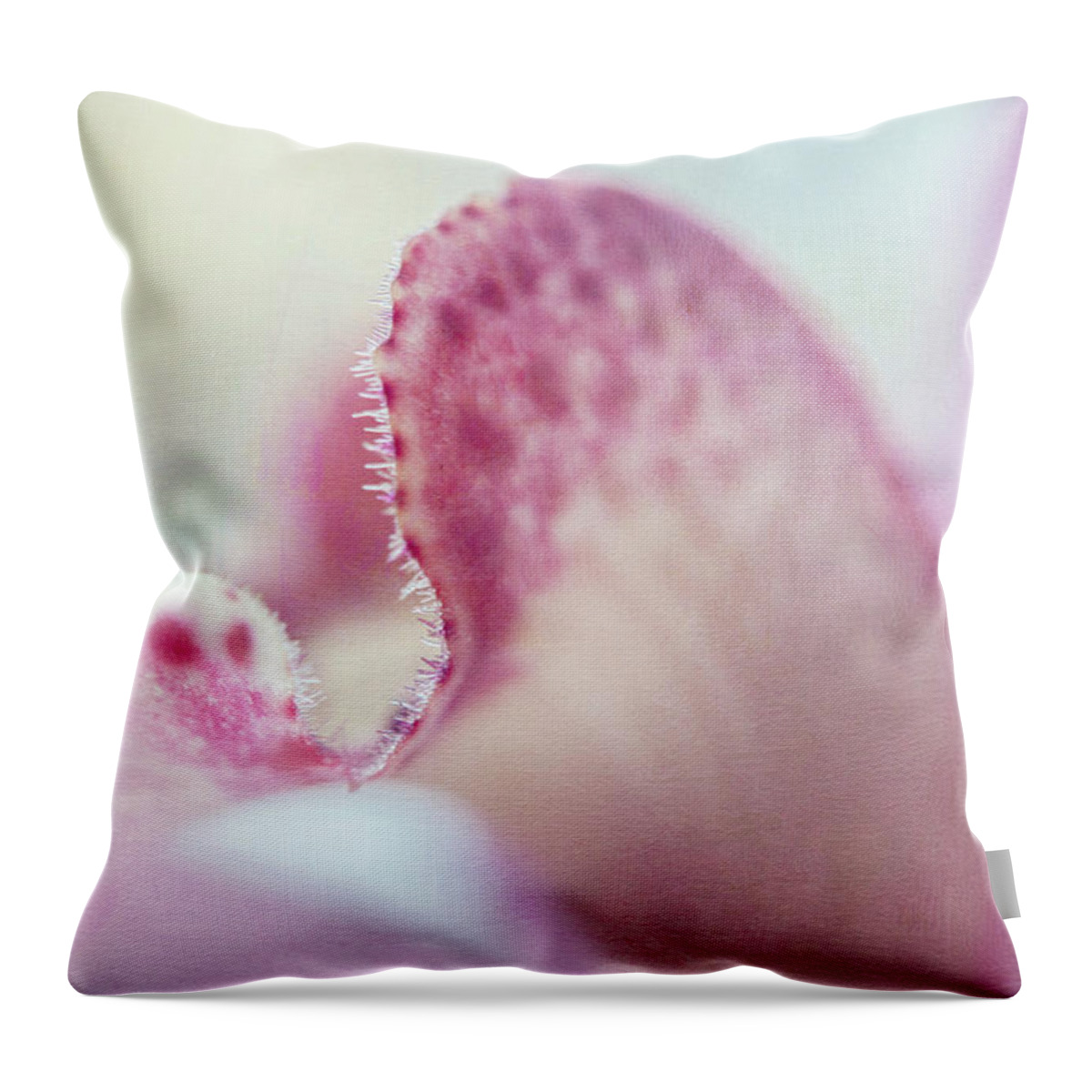 Jenny Rainbow Fine Art Photography Throw Pillow featuring the photograph Cattleya Orchid Abstract by Jenny Rainbow