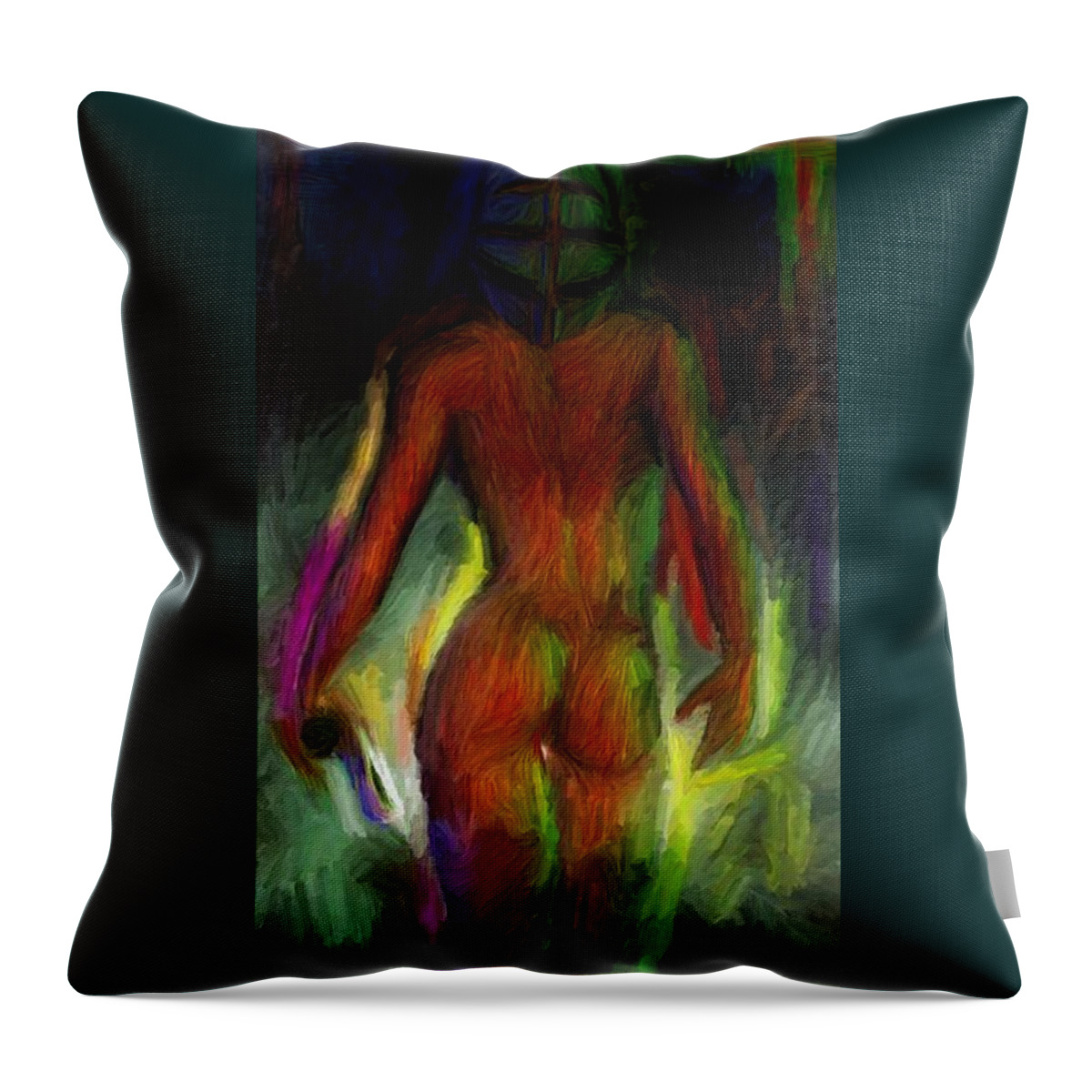 Female Nude Throw Pillow featuring the digital art Catwalk Into the Light by Caito Junqueira