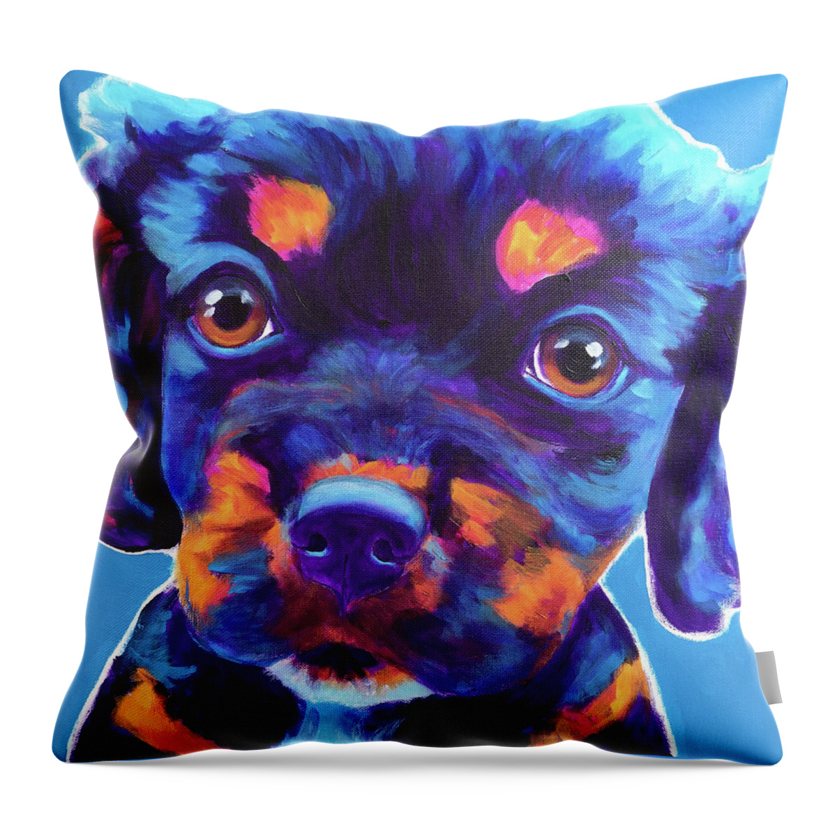 Pet Portrait Throw Pillow featuring the painting Cavalier King Charles Spaniel - Baby by Dawg Painter