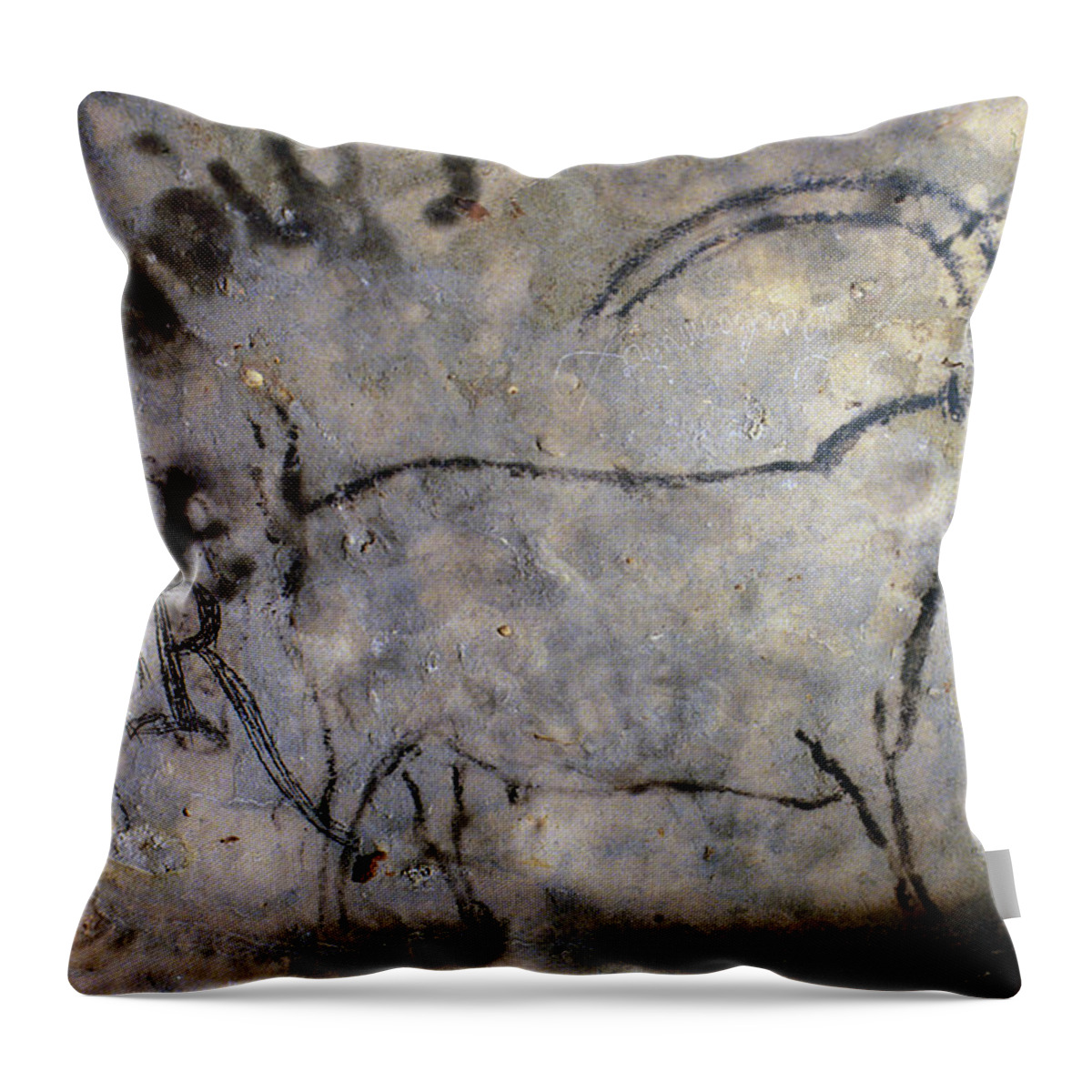 10 Throw Pillow featuring the photograph Cave Art: Ibex by Granger