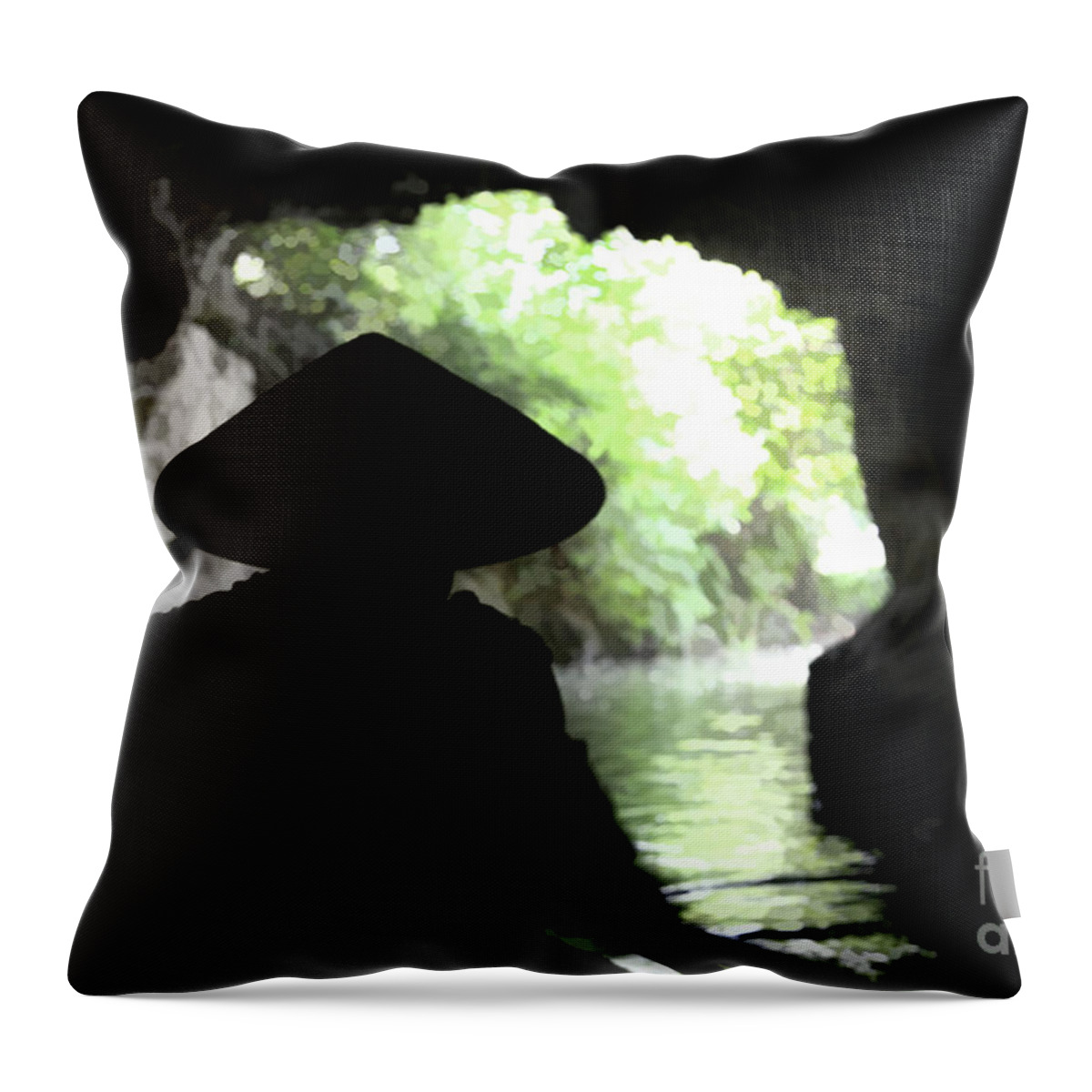 Vietnam Throw Pillow featuring the photograph Cave Exit Vietnam by Chuck Kuhn