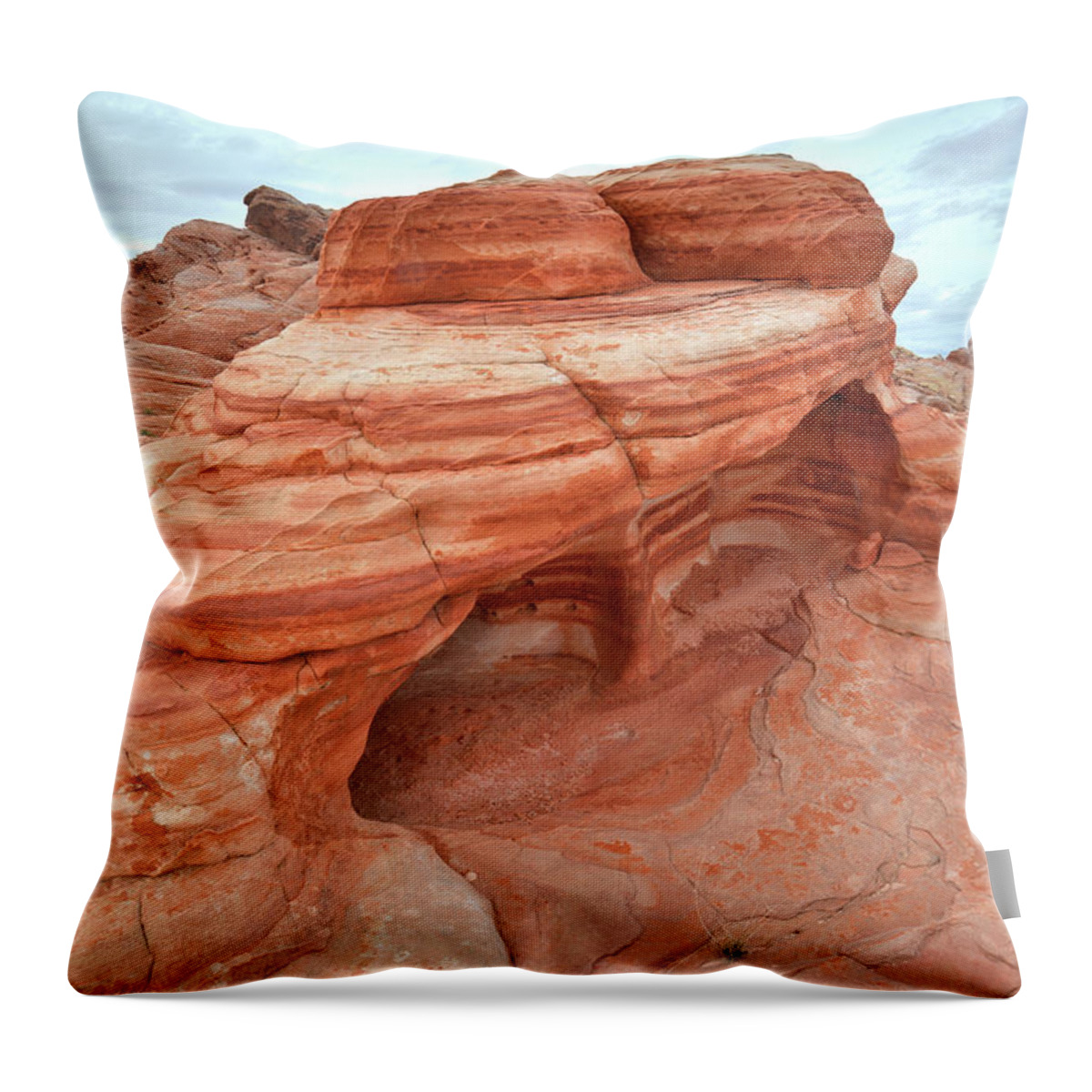 Valley Of Fire State Park Throw Pillow featuring the photograph Cave Rock in Valley of Fire by Ray Mathis