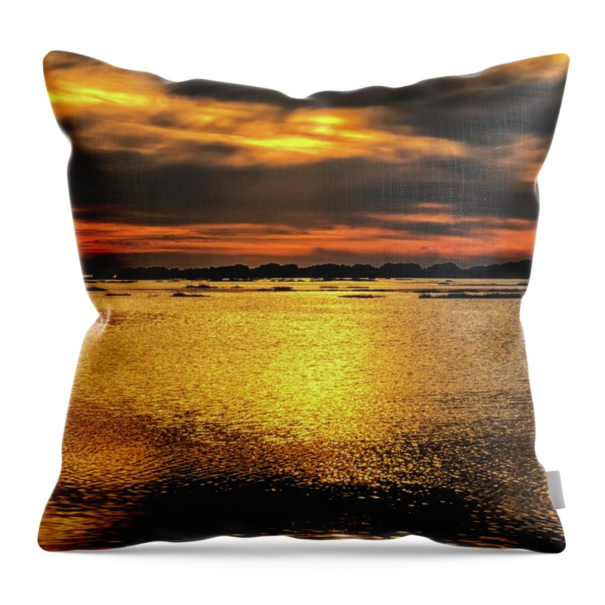 Florida #florida West Coast # Cedar Key # Sunset # Gulf Of Mexico # Islands # Throw Pillow featuring the photograph Ceader Key Florida by Louis Ferreira