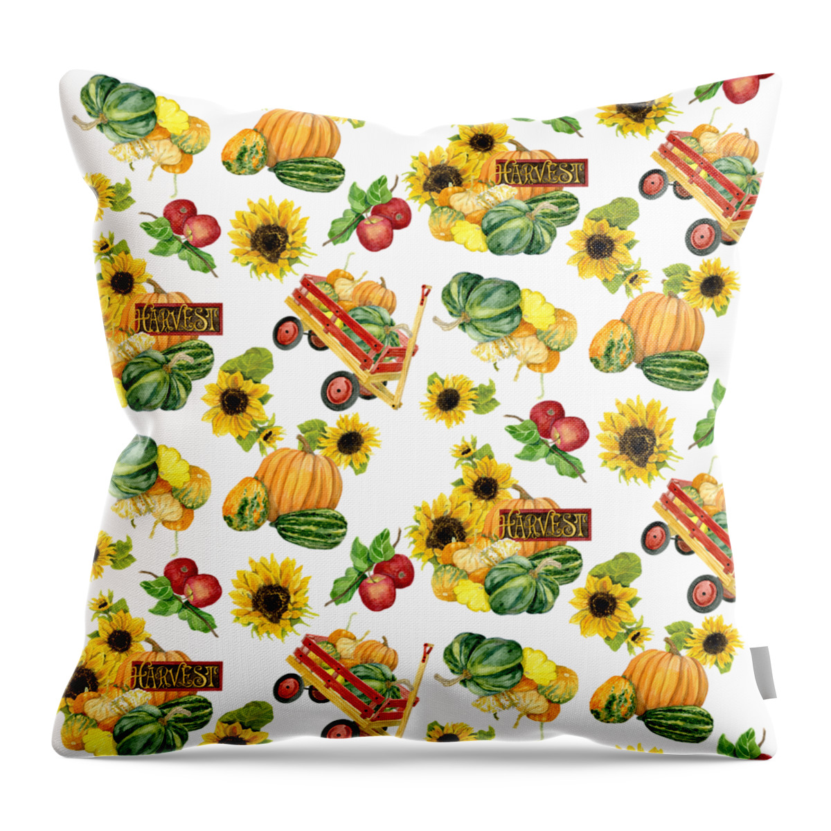 Harvest Throw Pillow featuring the painting Celebrate Abundance Harvest Half Drop Repeat by Audrey Jeanne Roberts