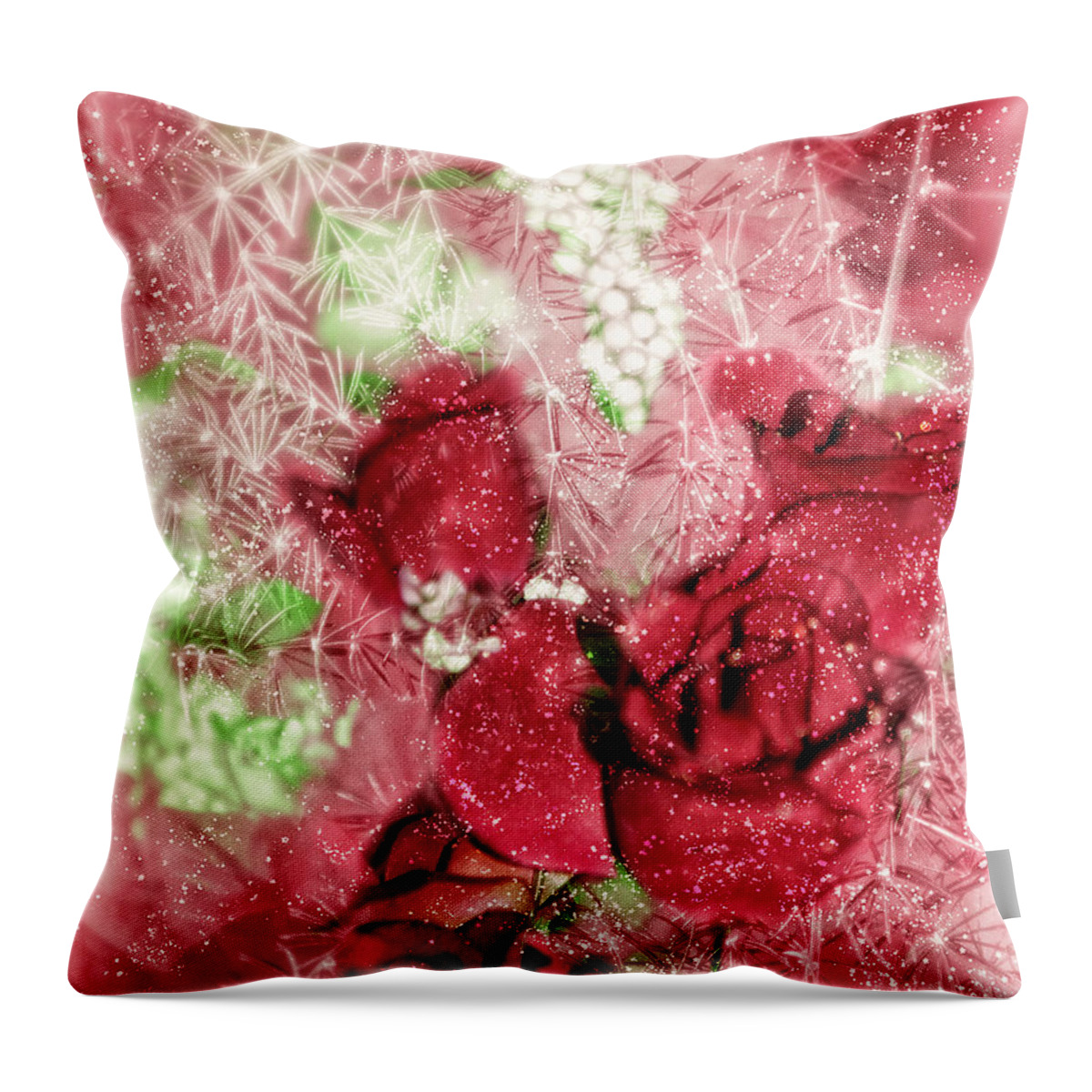 Rose Throw Pillow featuring the photograph Celebrate winter by Camille Lopez