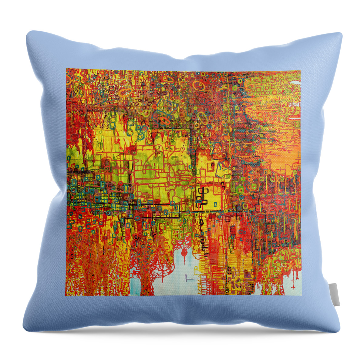 Angel Throw Pillow featuring the painting Celebration in the New Jerusalem 741Hz by Coco Olson