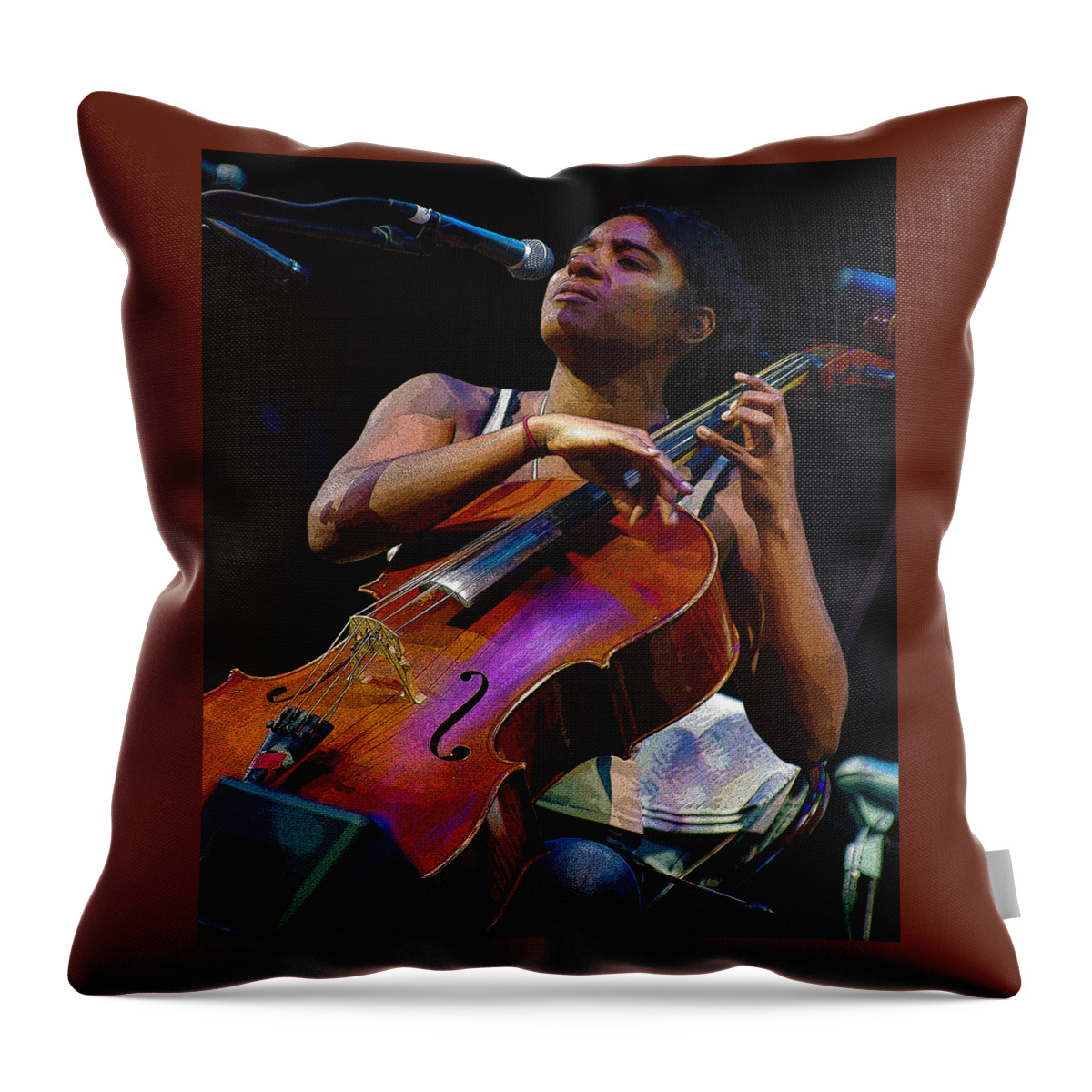 Leyla Mccalla Throw Pillow featuring the digital art Cellist by Jim Mathis