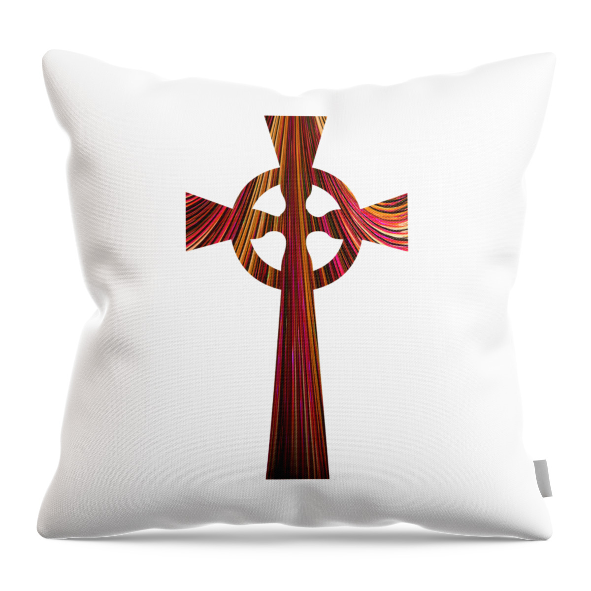 Celtic Cross With Fractal Abstract Fill Throw Pillow featuring the digital art Celtic Cross with Fractal Abstract Fill by Rose Santuci-Sofranko