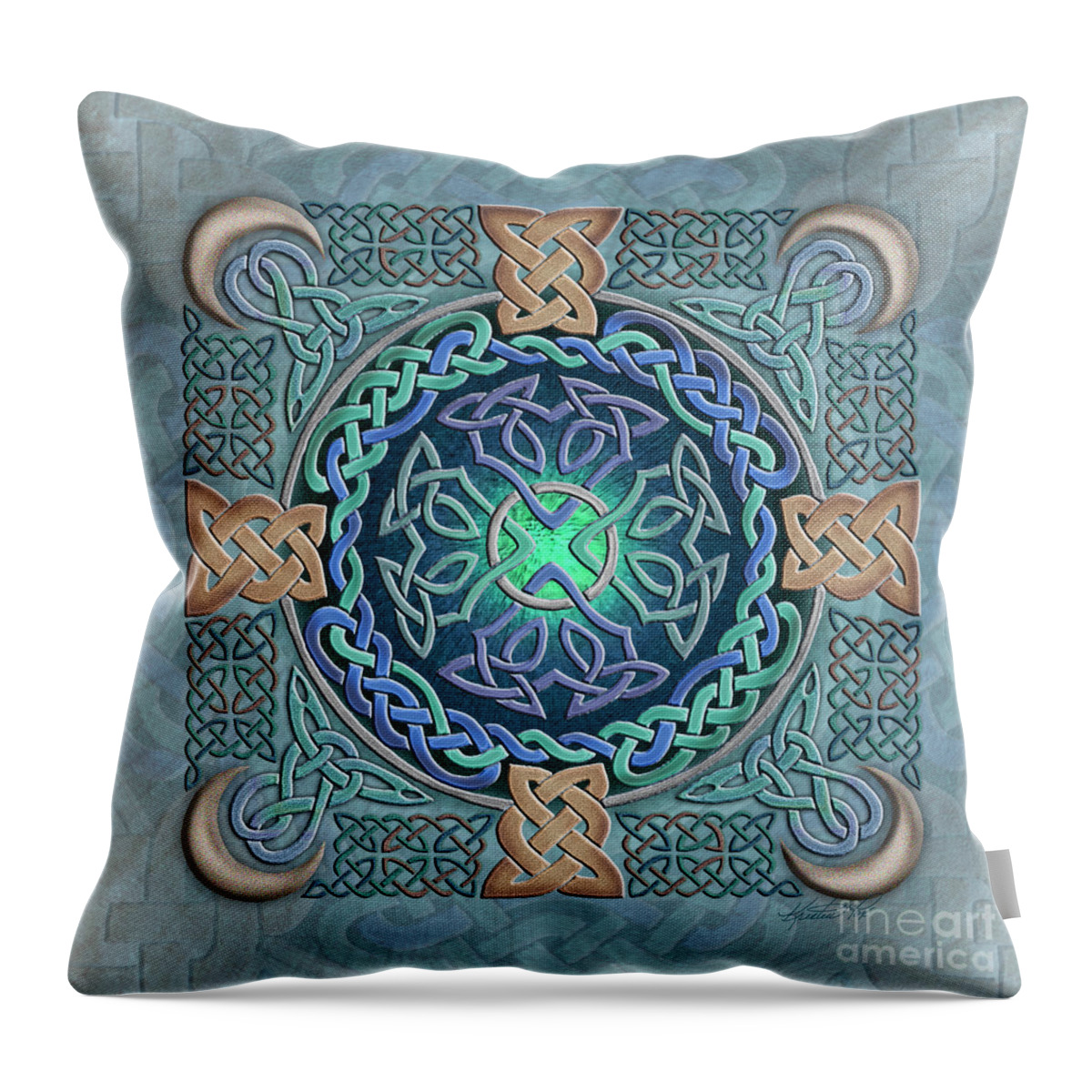 Artoffoxvox Throw Pillow featuring the mixed media Celtic Eye of the World by Kristen Fox