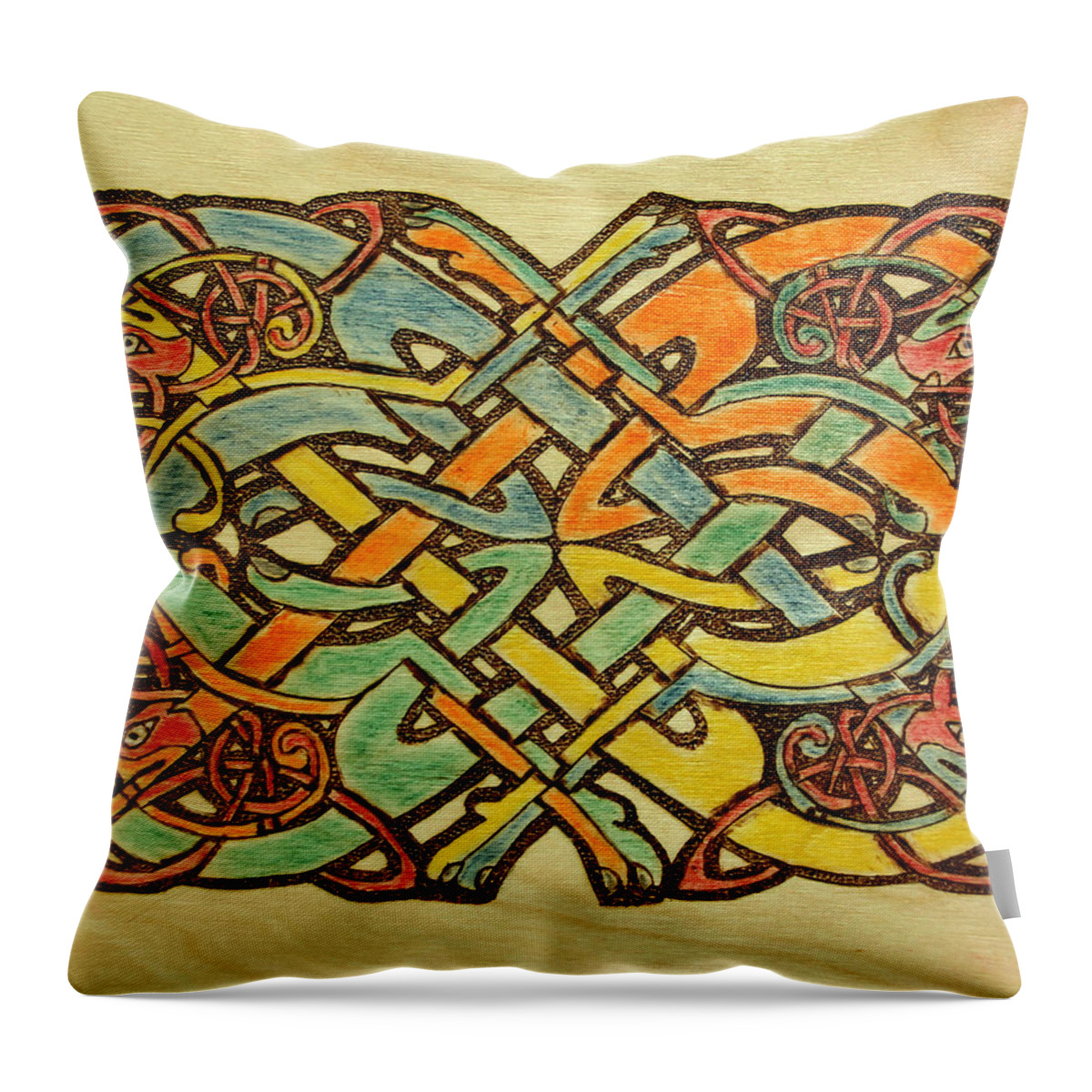 Celtic Knot Throw Pillow featuring the pastel Celtic Knot 1 by David Yocum