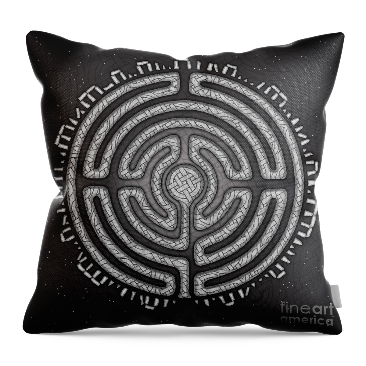 Celtic Art Throw Pillow featuring the mixed media Celtic Labyrinth Mandala by Kristen Fox