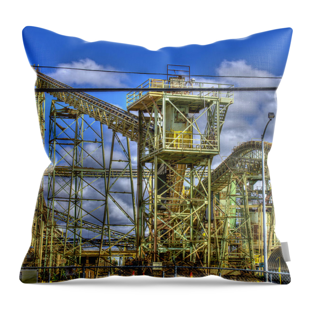 Architecture Throw Pillow featuring the photograph Cement Plant by Wendy Carrington