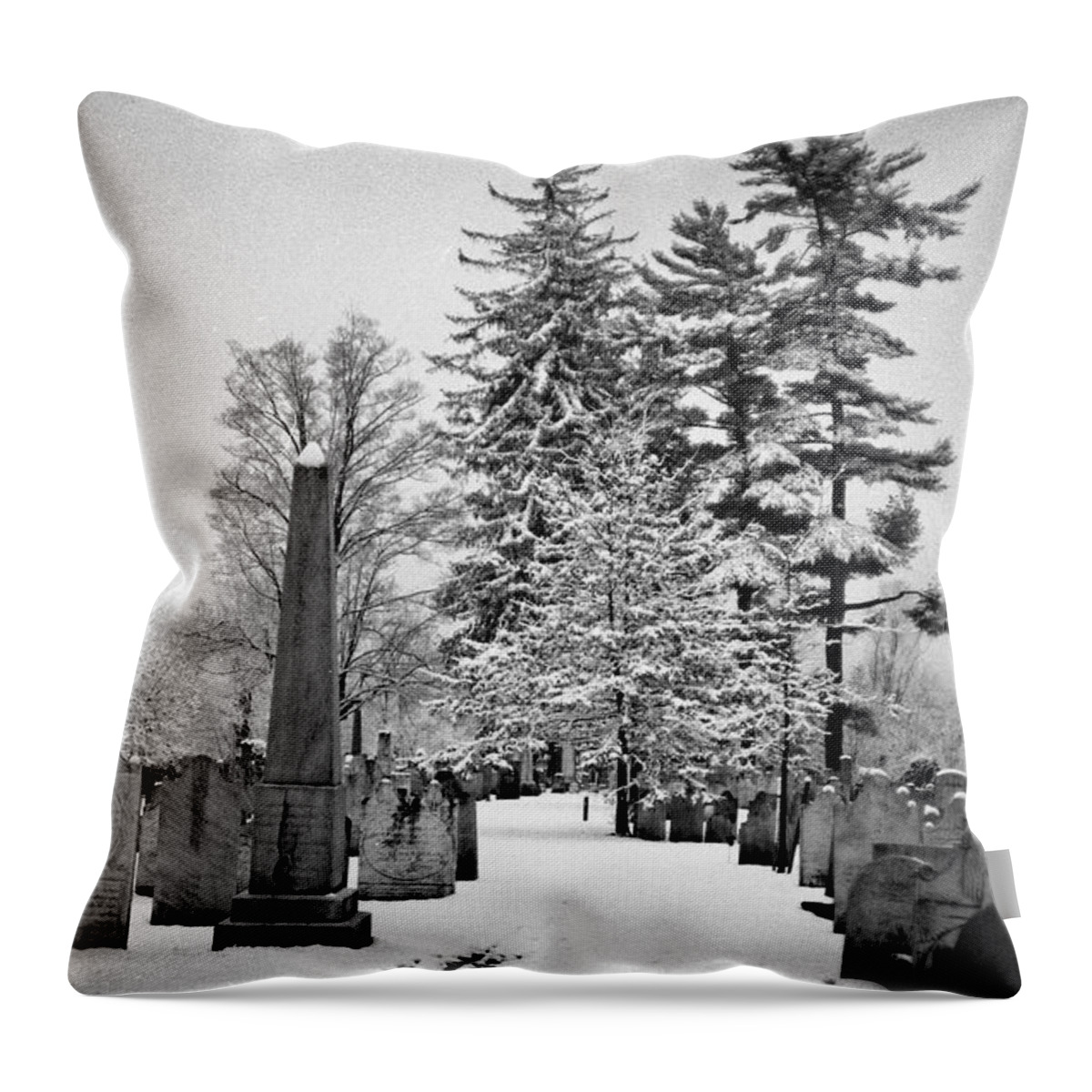 Cemeteries Throw Pillow featuring the photograph Old First Church Cemetery by John Schneider